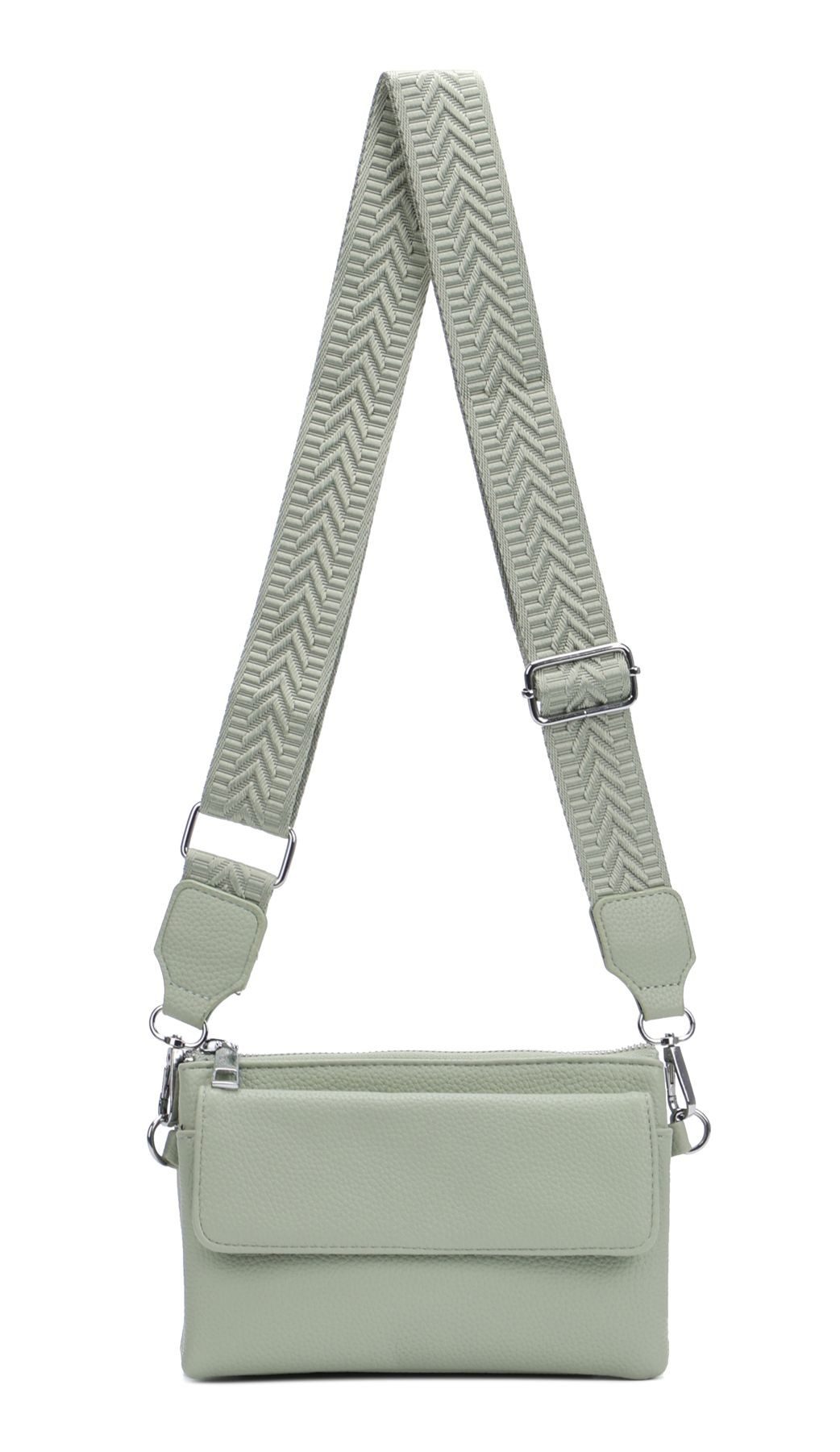 ITALYSHOP24 Geldbörse Damen Umhängetasche CrossBody Brieftasche Geldbörse Handytasche Reise (Tasche mit einem breitem Muster Stoffgurt/Umhängeband), Bodybag Cross Bag Schmucktasche Brieftasche Clutch Abendtasche