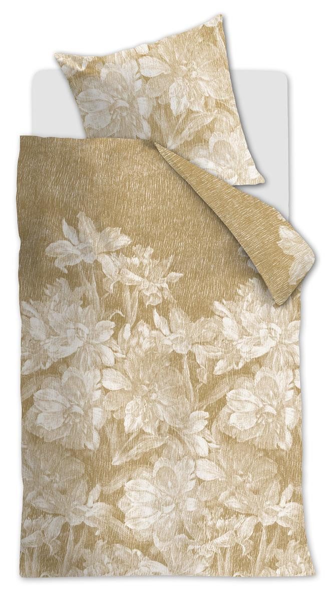 At Home by Beddinghouse Bettwäsche At Home renforce bettwäsche 155x220 gelb Blumen, Bettbezug Kopfkissenbezug Set kuschelig weich hochwertig
