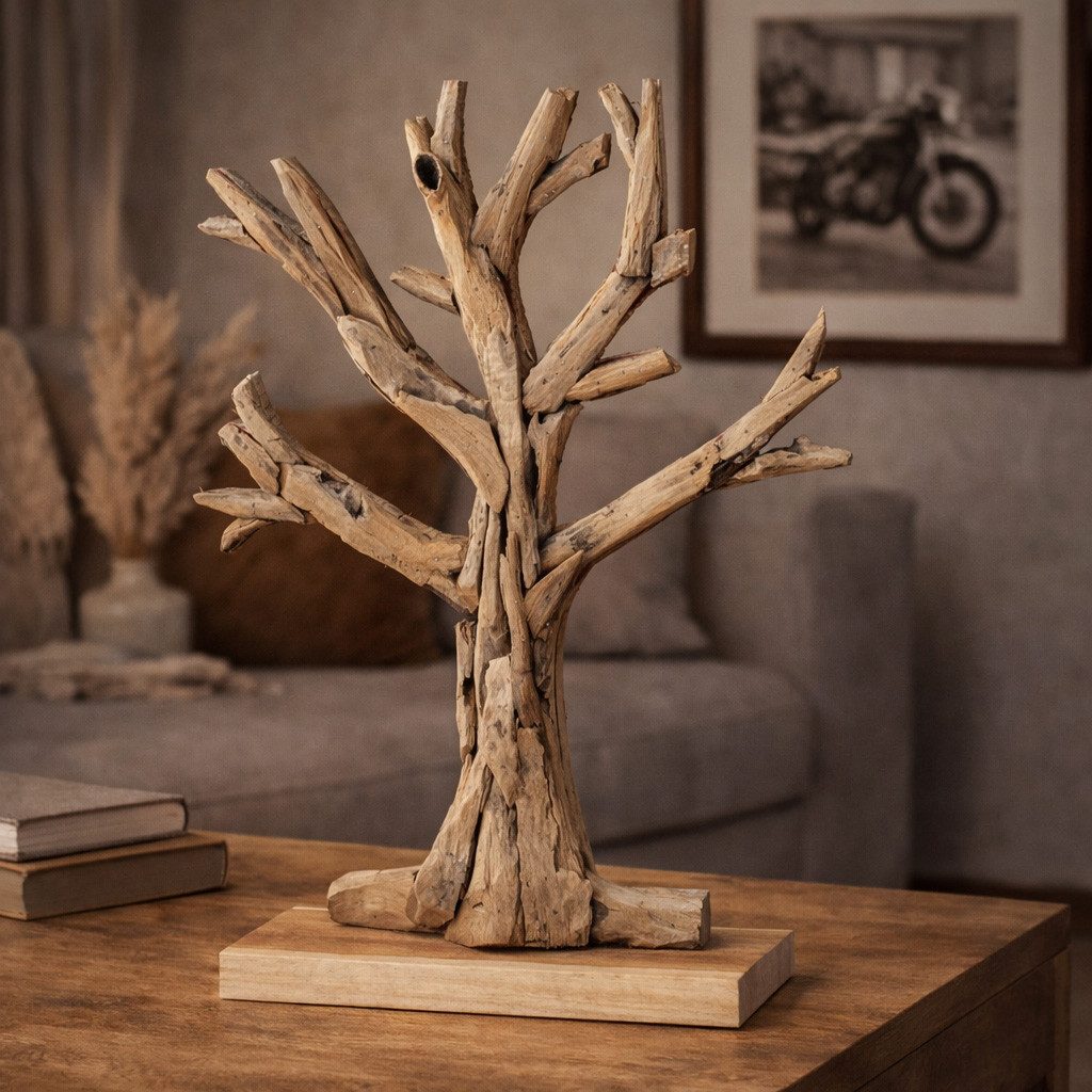 formano Skulptur Teakholz Deko Objekt Baum Skulptur aus massivem Teak Holz 40 cm
