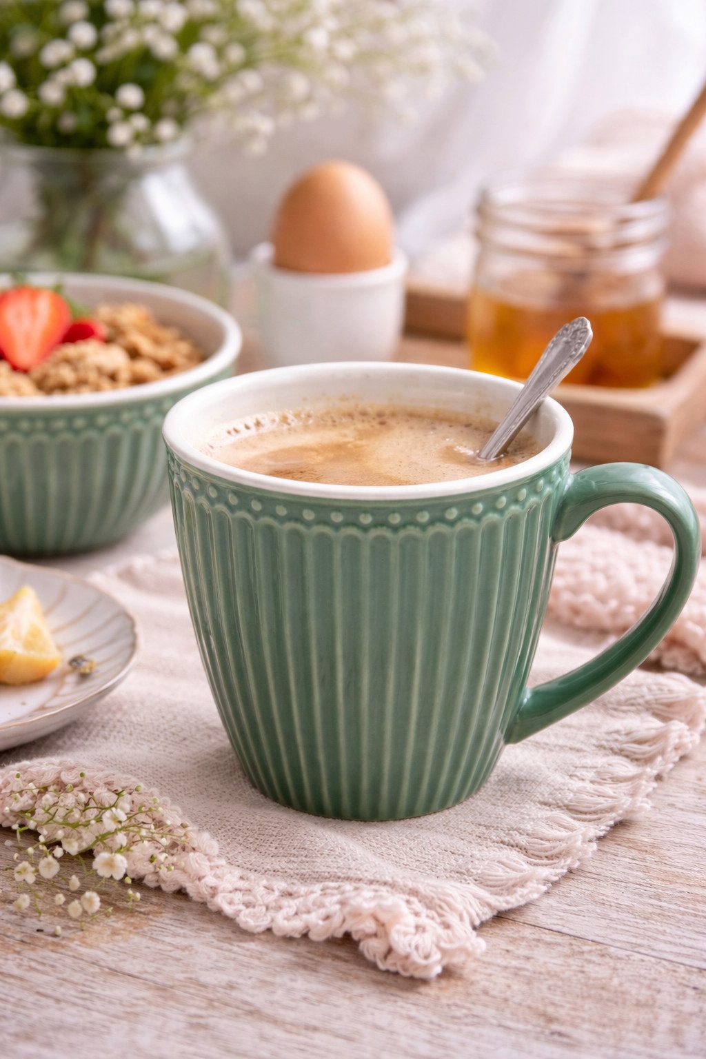 Greengate Tasse GreenGate Henkeltasse Alice Staubgrün