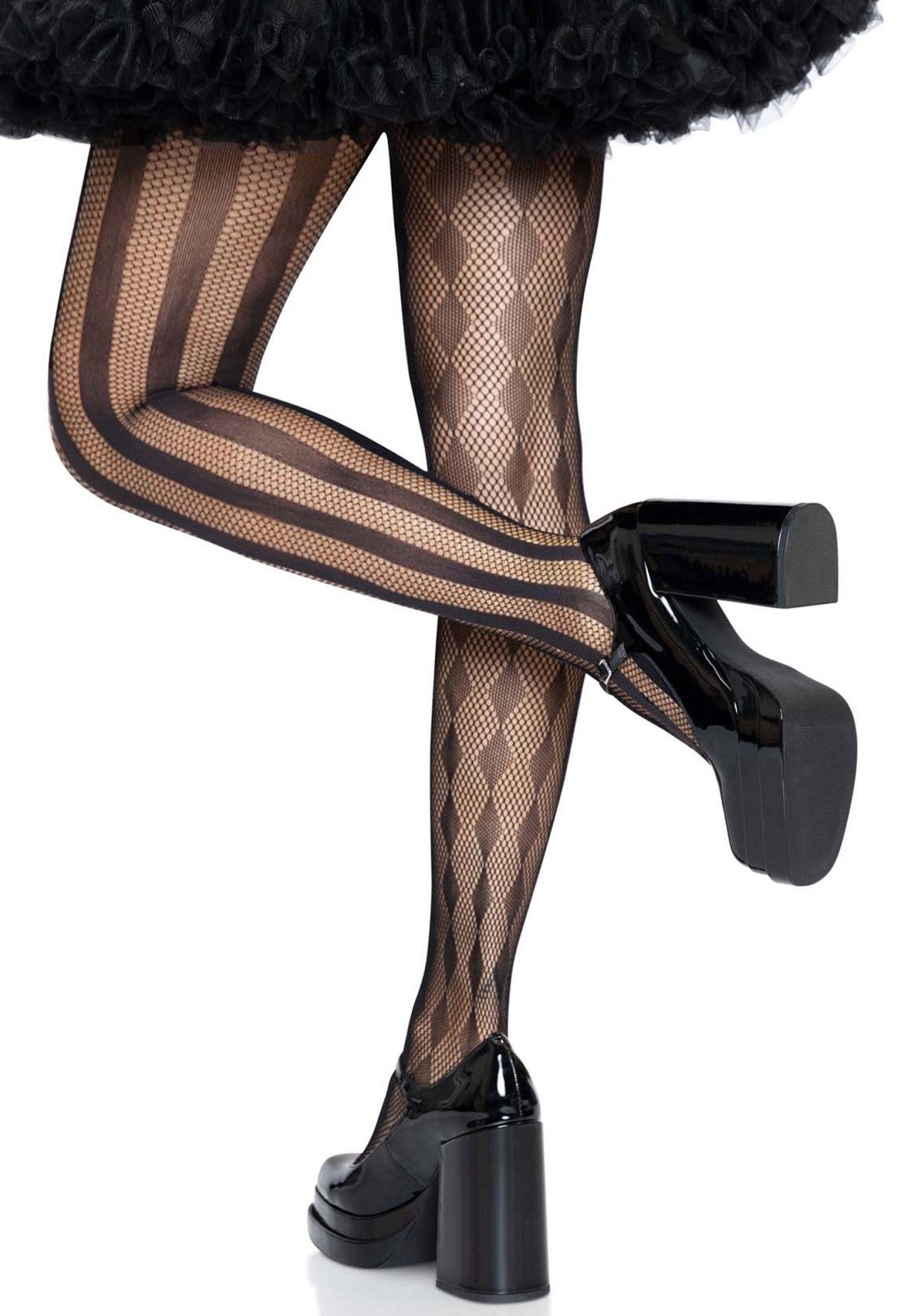 Leg Avenue Netzstrumpfhose Harlekin Netz-Strumpfhose mit Muster - schwarz (1 St) transparent