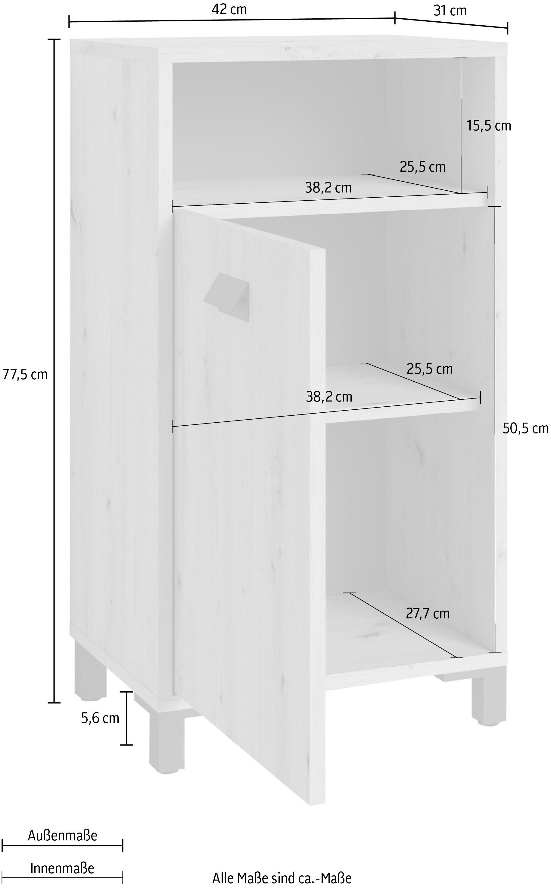 byLIVING Tür 42 Wellness mit Fach, in Breite offenem cm, Eiche-Optik Unterschrank und