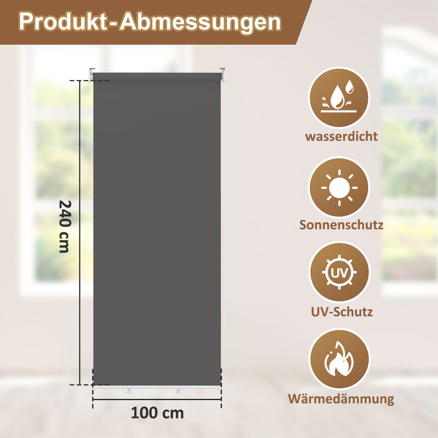 Clanmacy Senkrechtmarkise Außenrollo Balkonmarkise Vertikalmarkise Sichtsch günstig online kaufen
