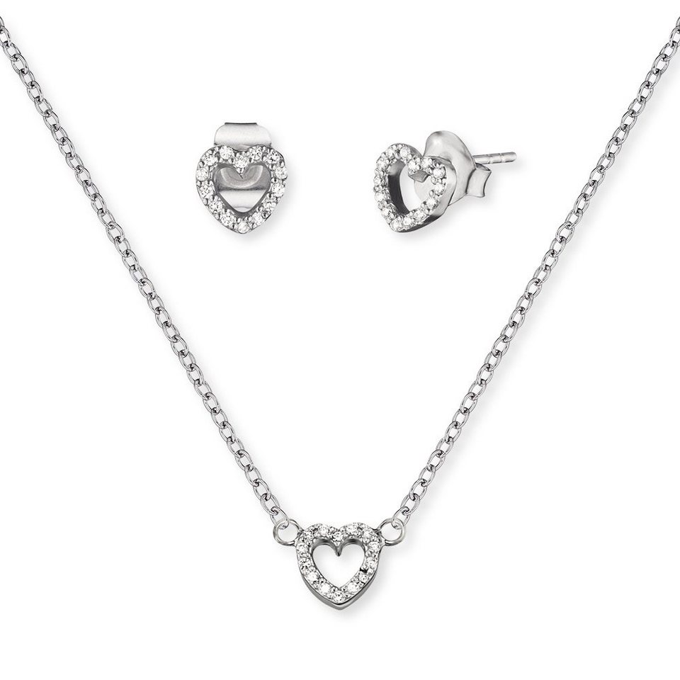 Engelsrufer Kette mit Anhänger Engelsrufer Set ERMT-LILHEART1-ZI Halskette  und Ohrstecker Sterling Si (1-tlg)