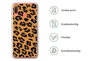 MuchoWow Handyhülle Pantherdruck - Orange - Schwarz, Handyhülle Samsung Galaxy A20e, Smartphone-Bumper, Print, Handy