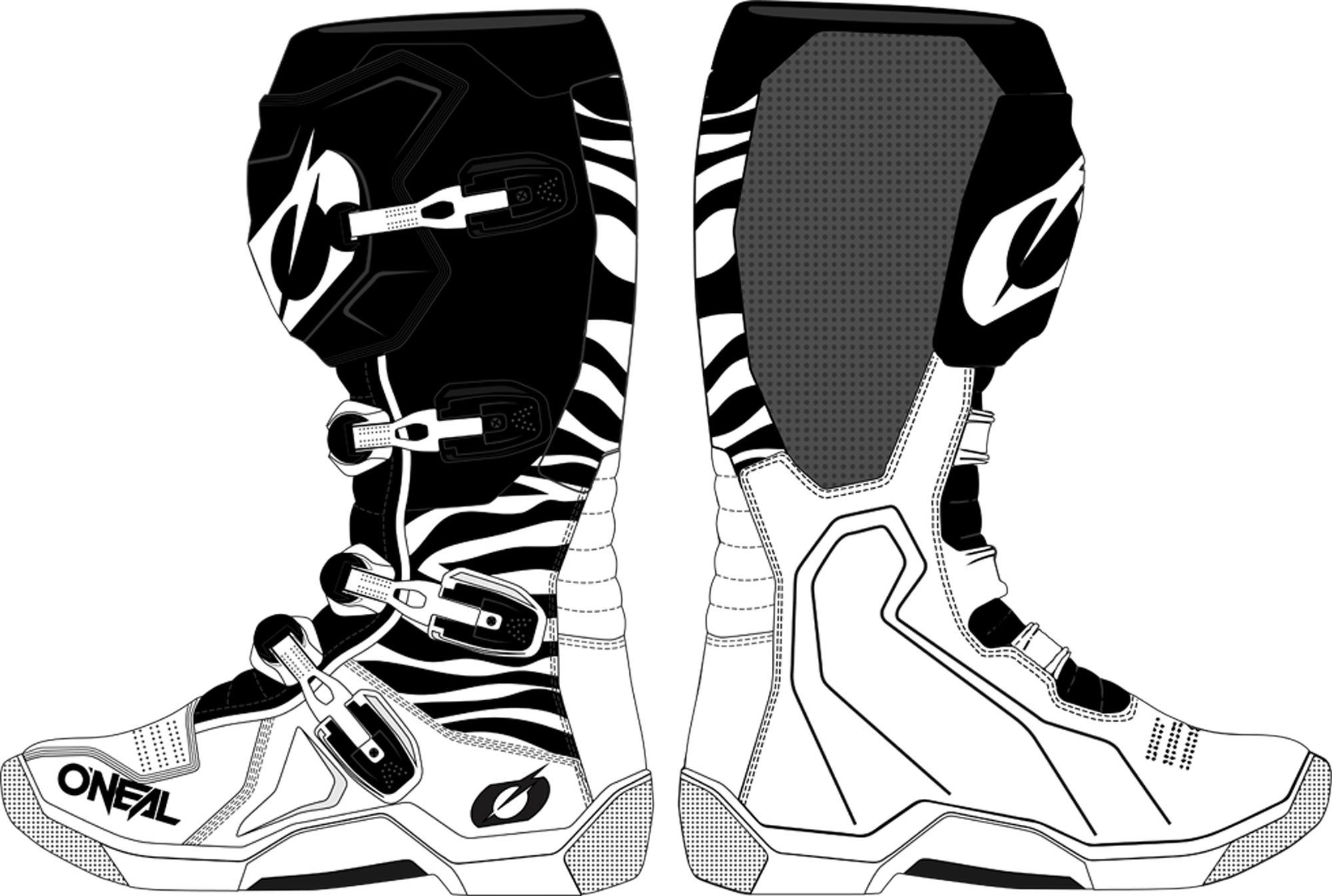 O’NEAL 3SRS Zebra Motocross Stiefel Motorradstiefel Atmungsaktiv