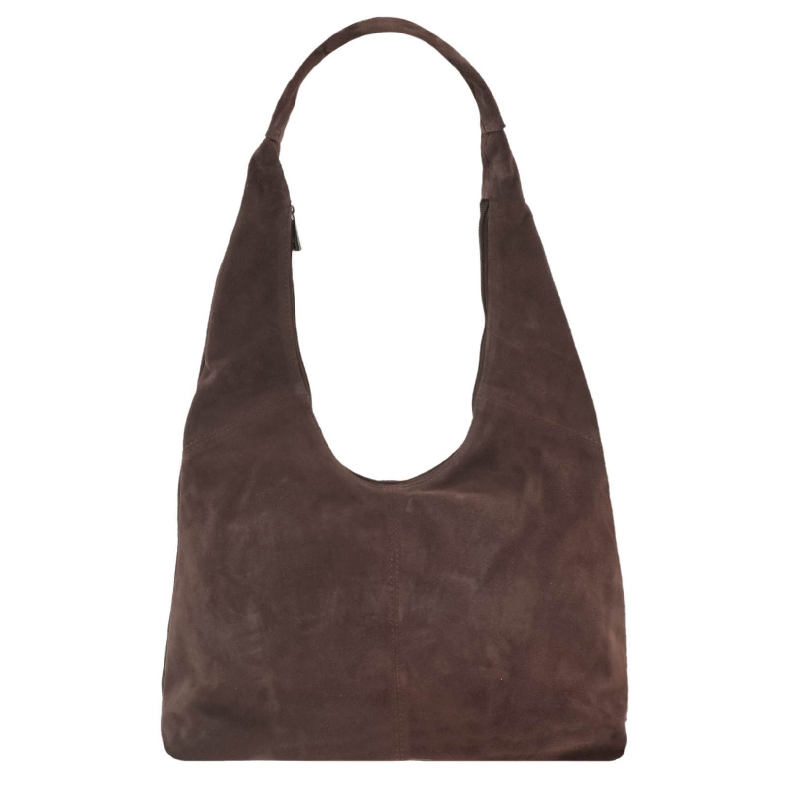Bear Design Umhängetasche Pauline Velourleder Damen Beuteltasche Suede choco, Samtiges Velourleder, breiter Tragegurt & durchdachte Innenfächer