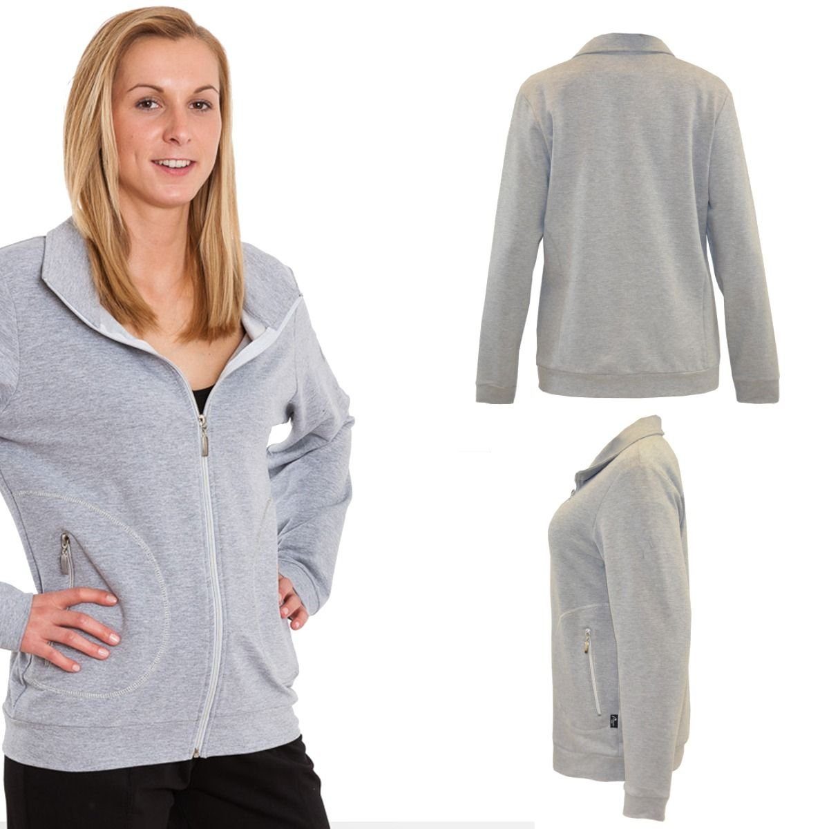 Authentic Klein Freizeitjacke für Damen silbermelange Sweatjacke Sport- und