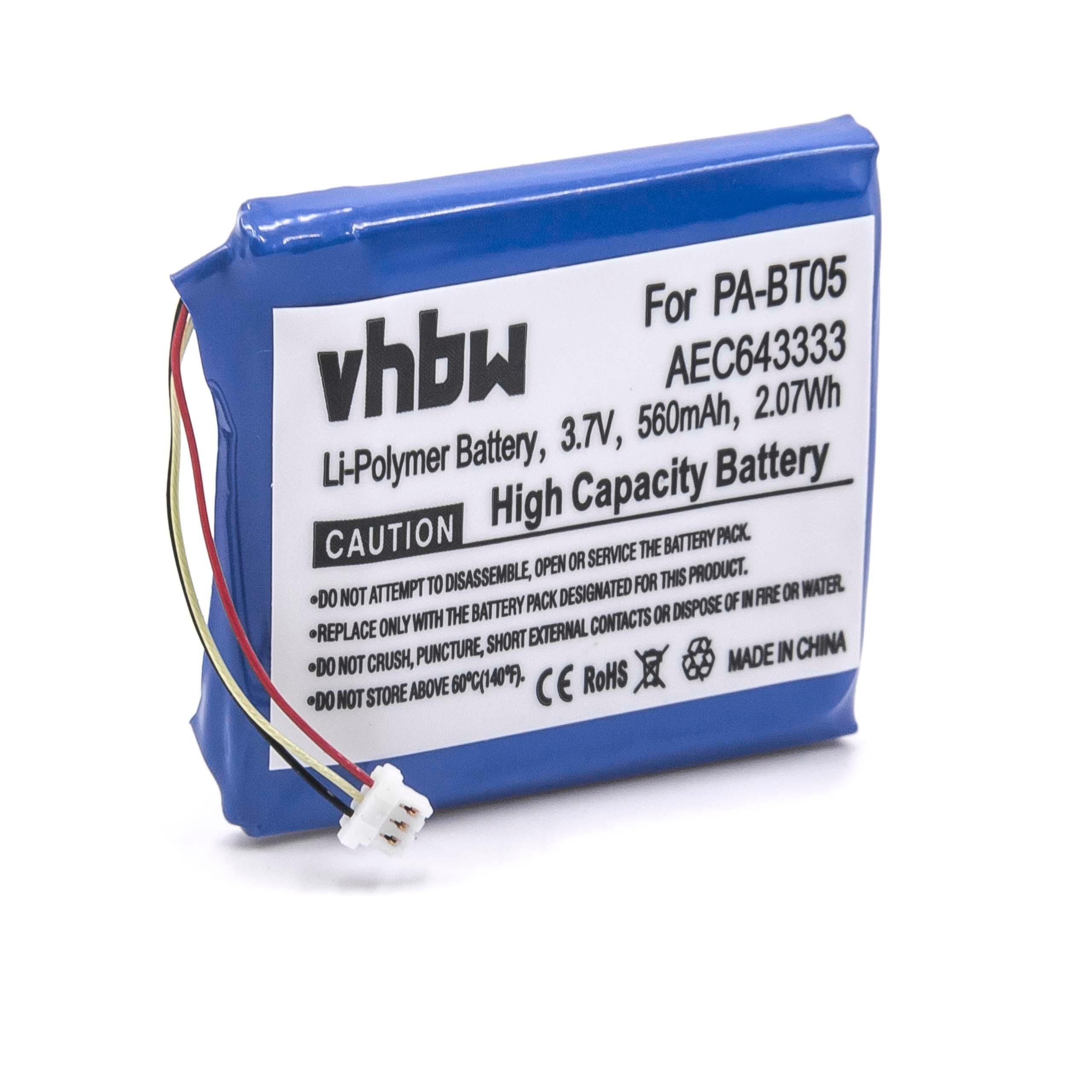 vhbw Ersatz für Beats PA-BT05, AEC643333 für Akku Li-Polymer 560 mAh (3,7 V)