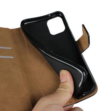 Numerva Handyhülle Bookstyle Etui Handytasche Schutzhülle für Samsung Galaxy A13, Klapphülle Flip Cover Schwarz