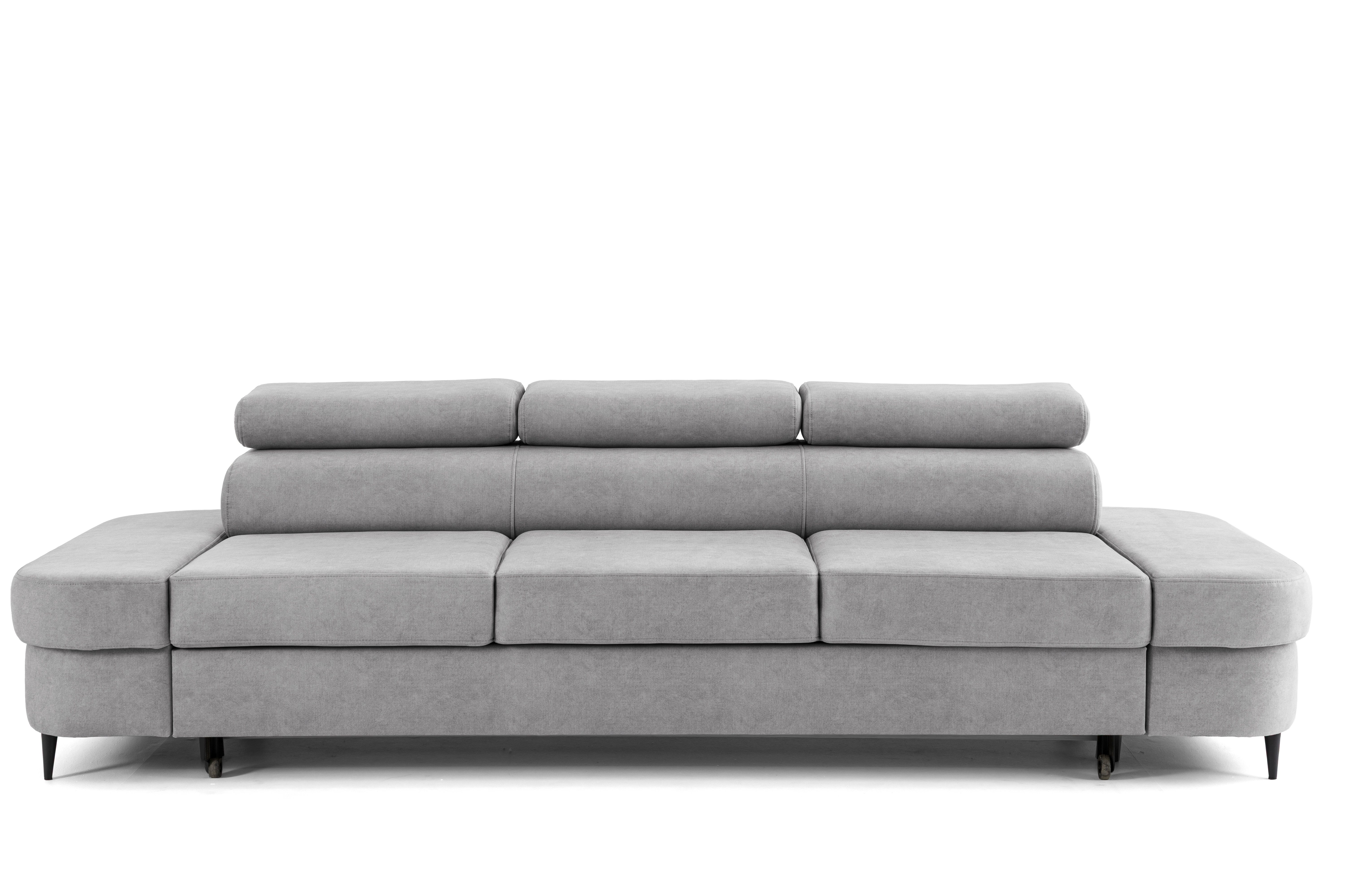 Muffo Sofa PRIAM, Modernes, minimalistisches Design, Sitzfüllung: T30-Schaum + gewellte Feder, Verstellbare Kopfstützen, Gelegentliche Schlaffunktion