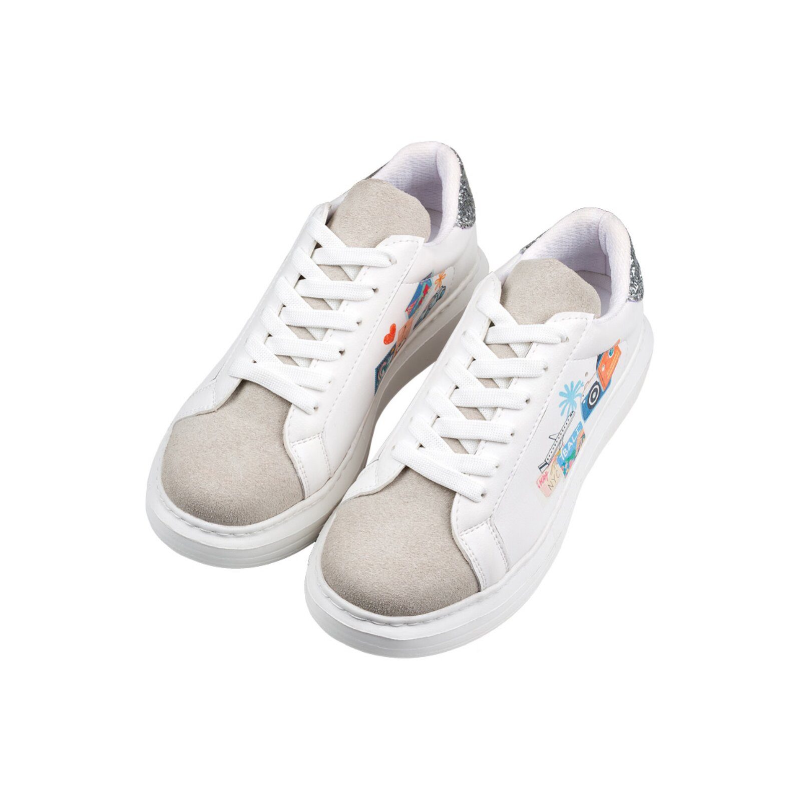 DOGO Verona Low-Top Sneaker Travel Collage Damen Sneaker Sneaker Handgefertigt