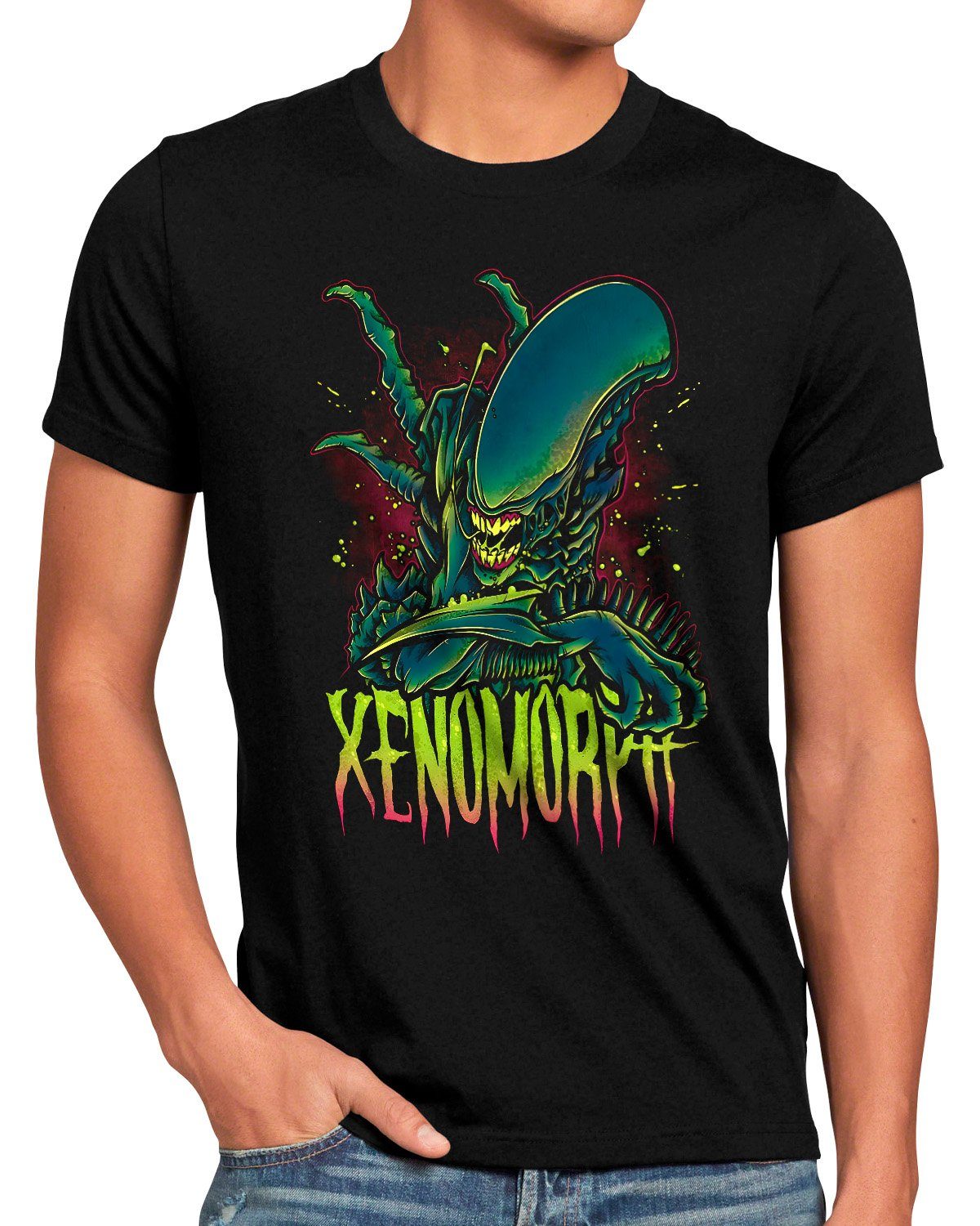 style3 Print-Shirt Herren T-Shirt Waiting for Prey xenomorph alien ridley scott predator