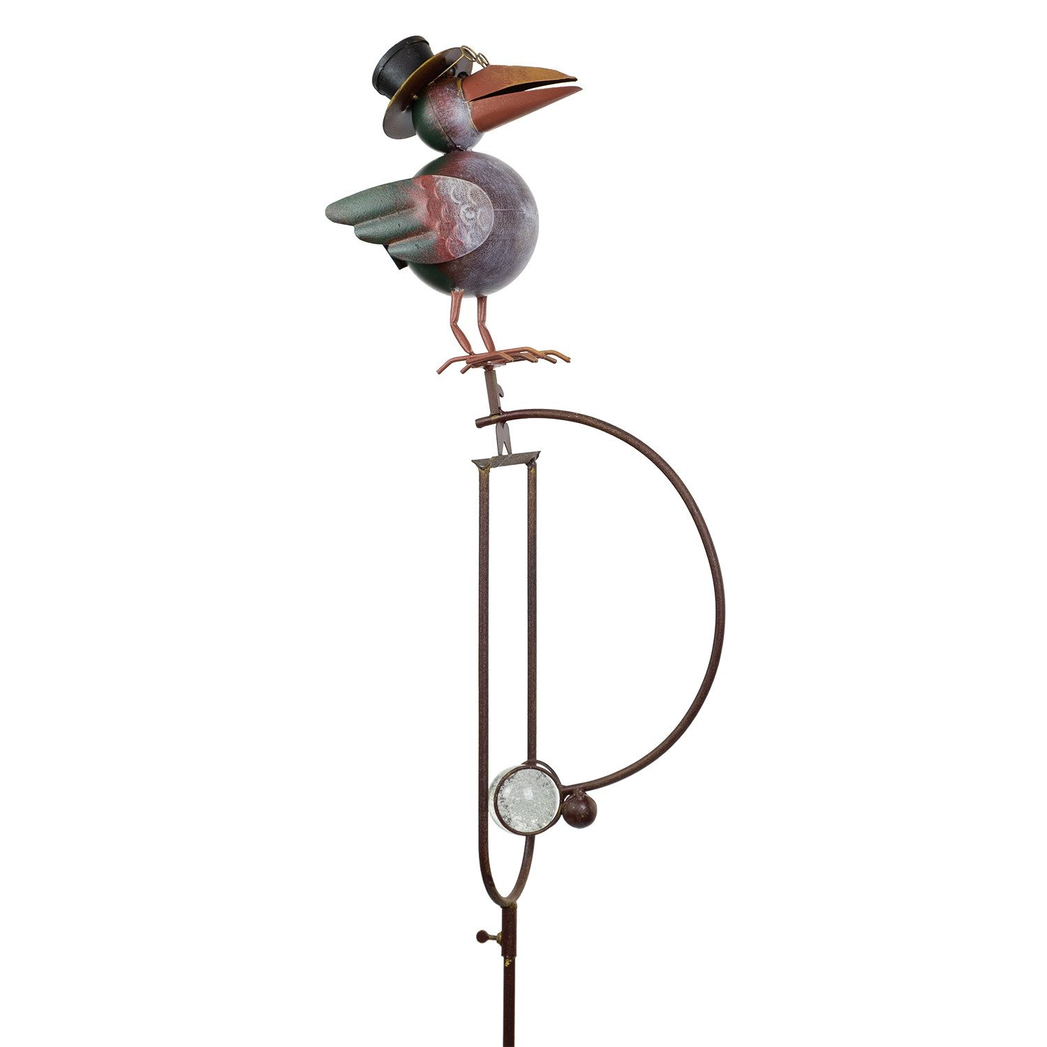 Gartenstecker Gartenstecker Vogel mit Zylinder, Metall, 150 cm