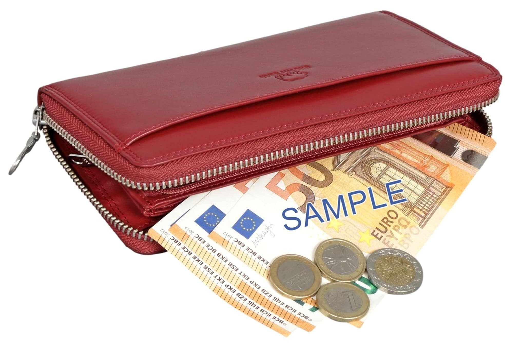 - und mit Modell Damenbörse, RFID-Schutz 13 Bear Conny Kartenfächern Rot lange Brown Geldbörse