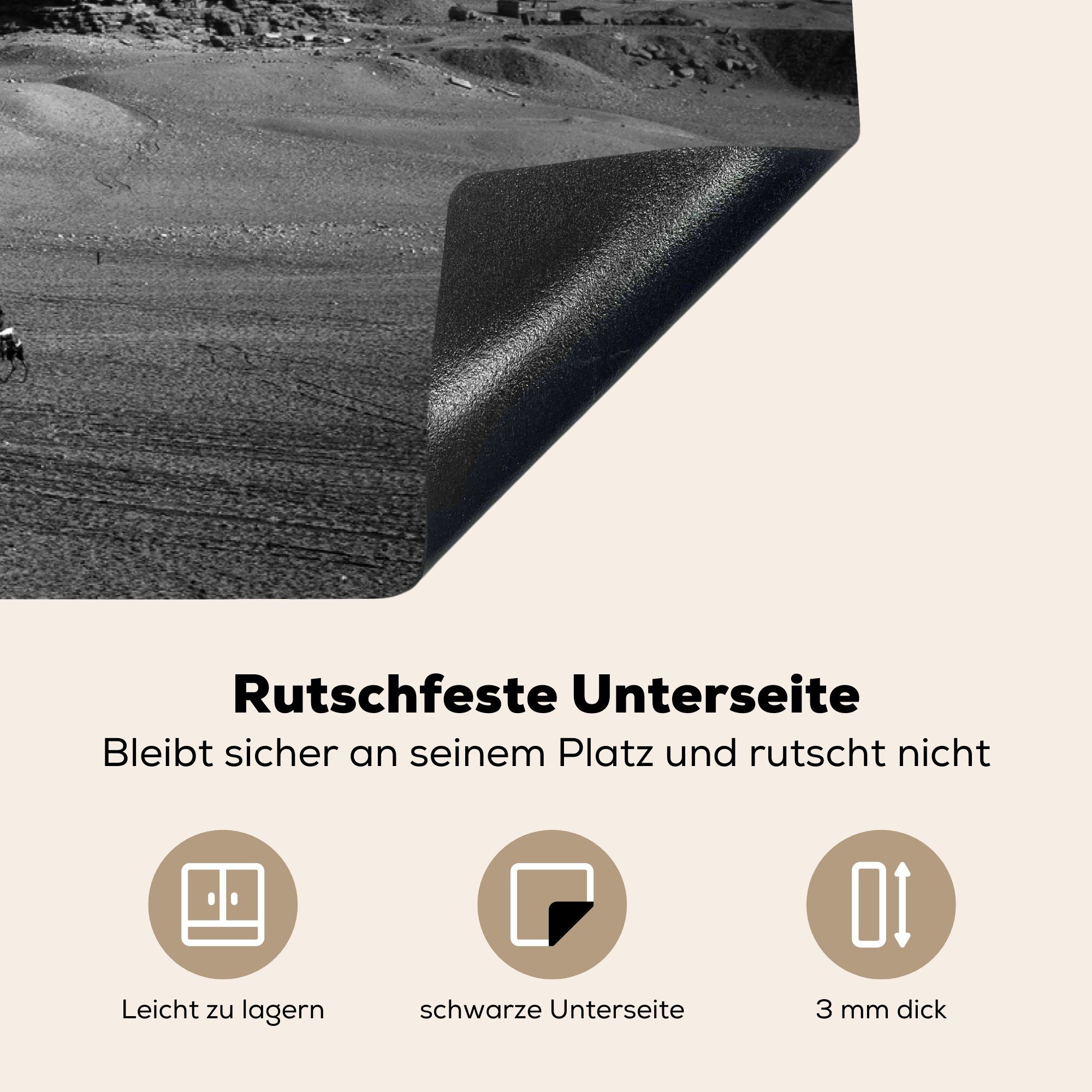 MuchoWow Herdblende-/Abdeckplatte Pyramide - Ägypten für Induktionskochfeld - Schwarz Weiß, Schutz küche, cm, (1 tlg), 81x52 Ceranfeldabdeckung Vinyl, die 