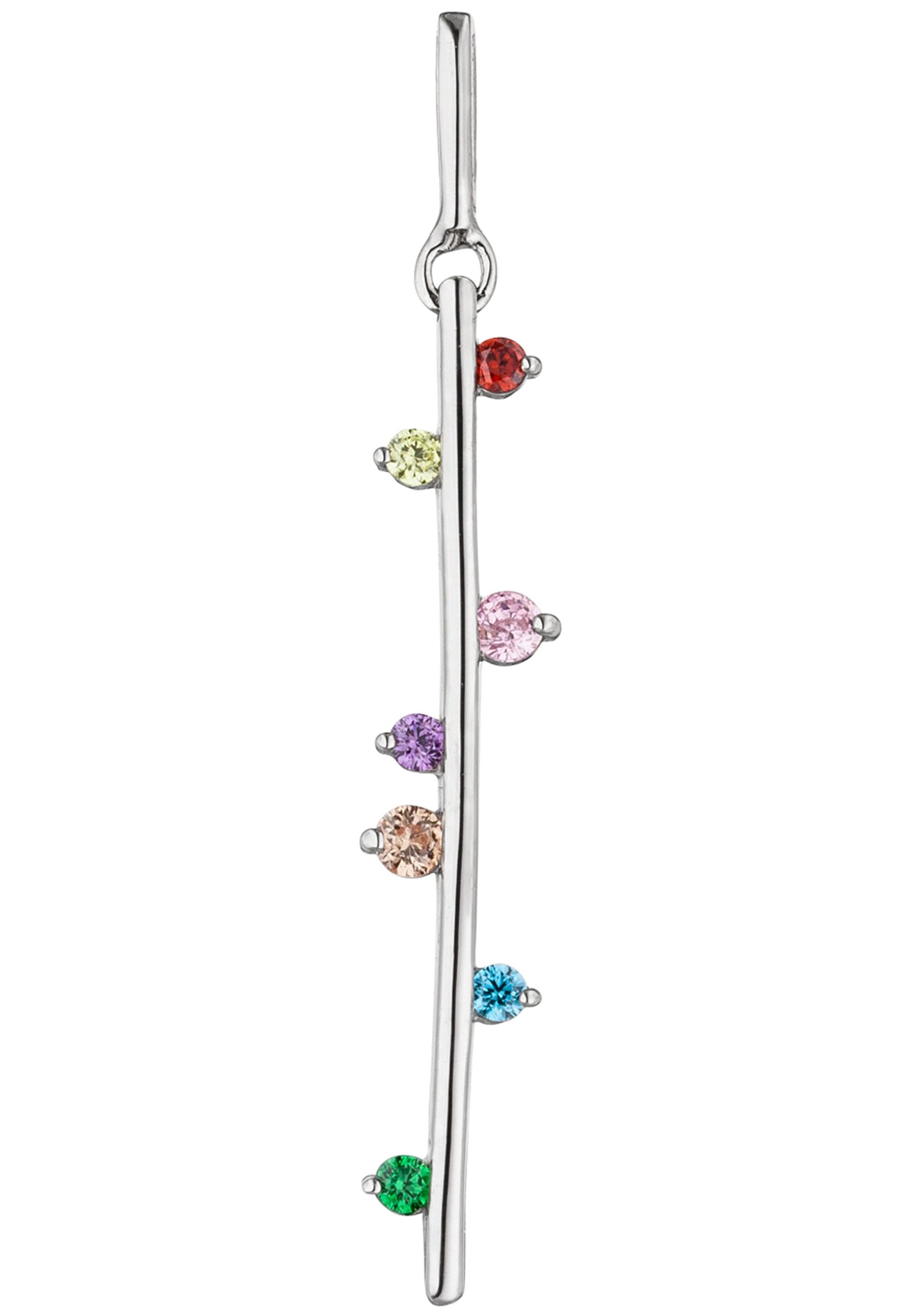 JOBO Kettenanhänger Anhänger Silberanhänger 32 mm, 925 Silber mit 7 bunten Zirkonia