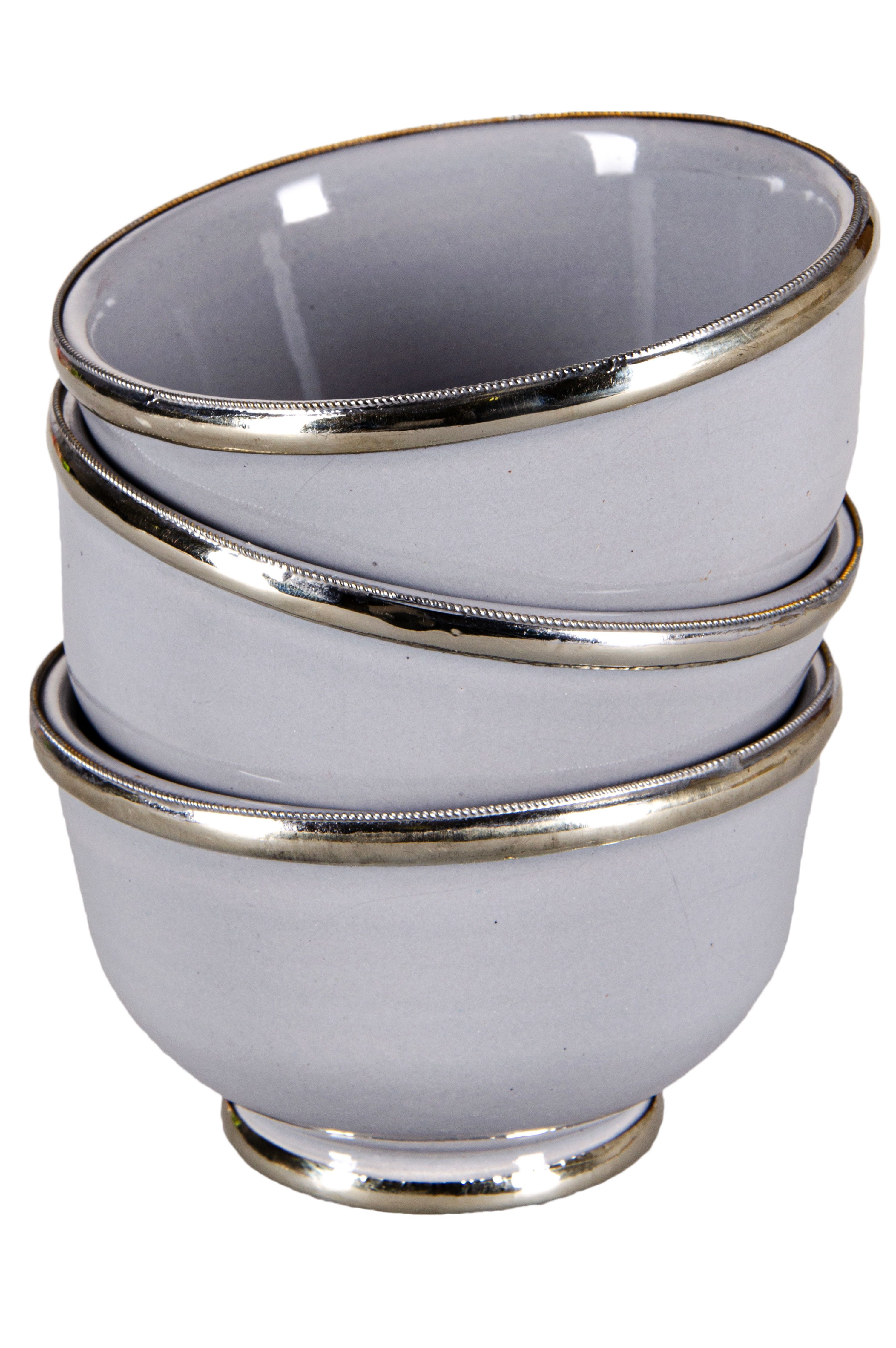 Marrakesch Orient & Mediterran Interior Dipschale 3er Set Orientalische Dip Dessert Чаші Cariba Grau, Keramik, (3er Set, 3-tlg), Handarbeit