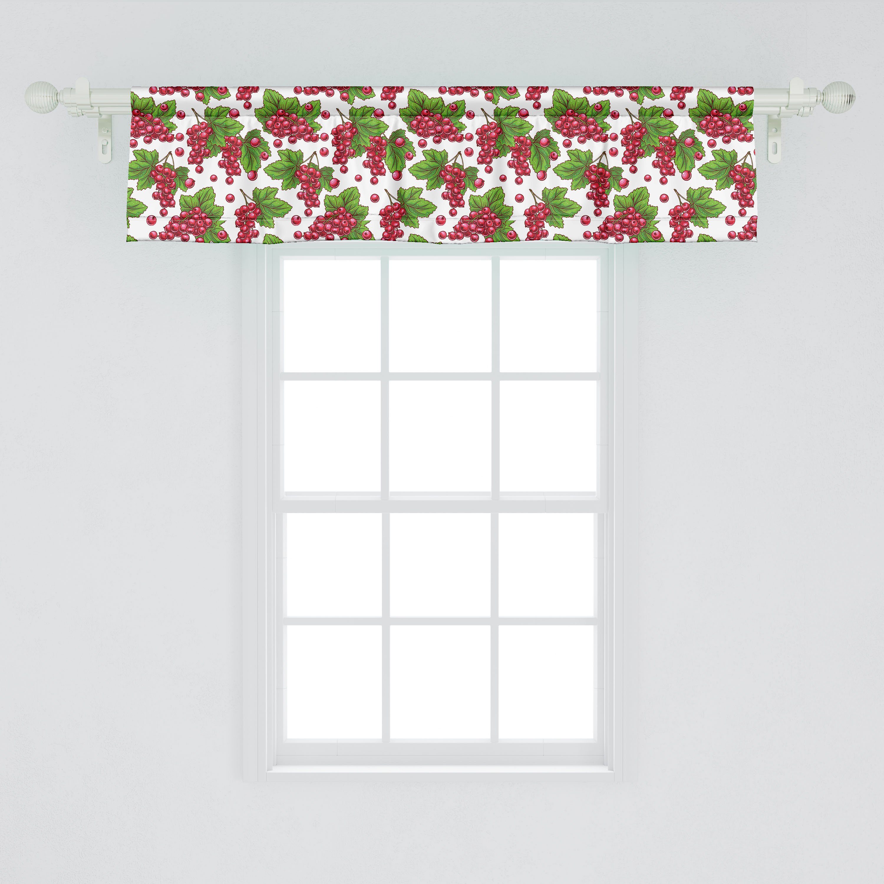 Scheibengardine Vorhang Volant für Küche Schlafzimmer Fruit mit Dekor Abakuhaus, Grape Ernte Microfaser, Natur Stangentasche