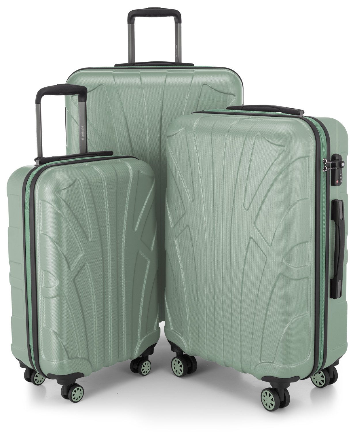 Suitline Hartschalen-Trolley S1, 4 Rollen, Kofferset 3-tlg Koffer, Trolleys TSA