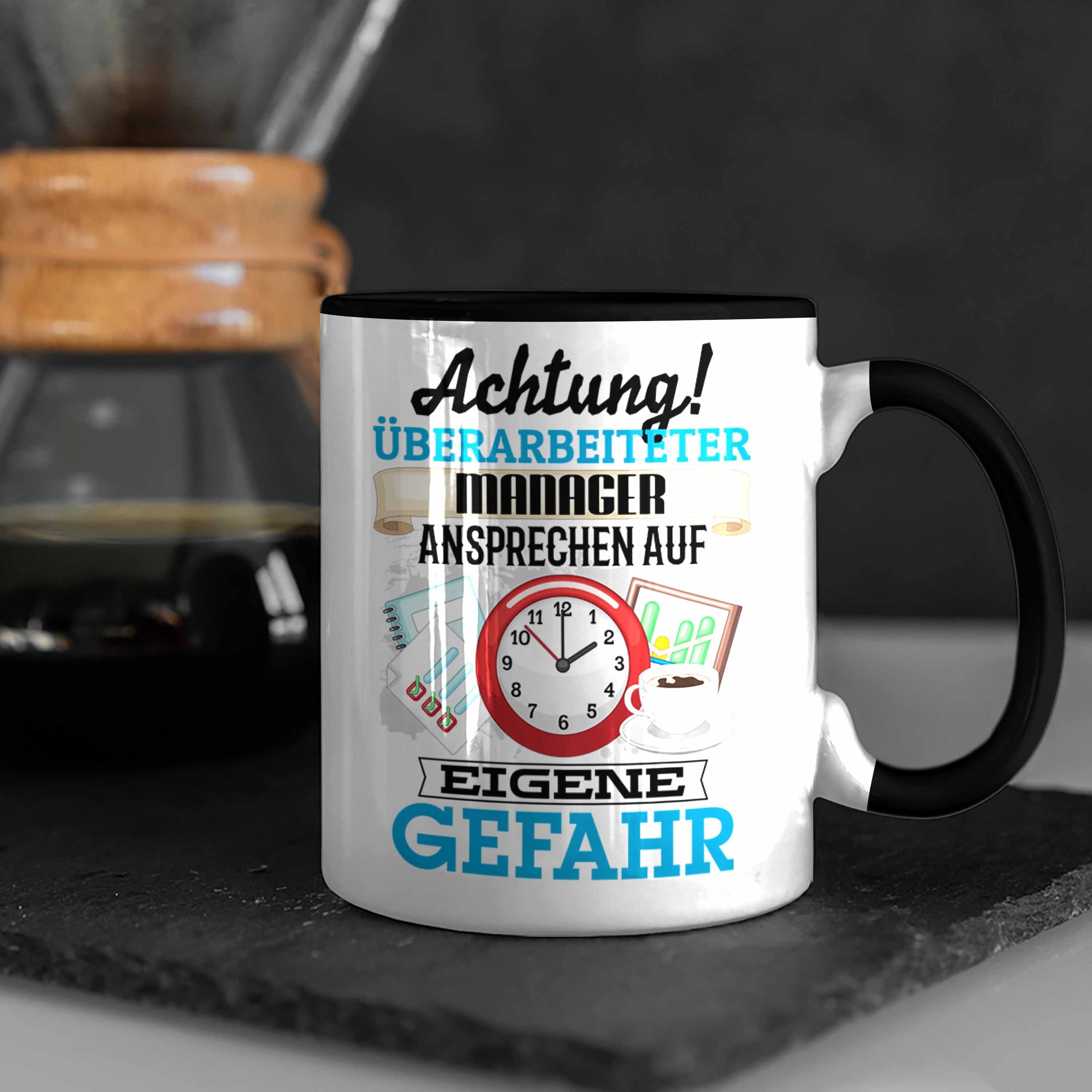 Spruch Lustiger Manager Trendation Tasse für Kaffeebecher Schwarz Tasse M Geschenkidee Geschenk