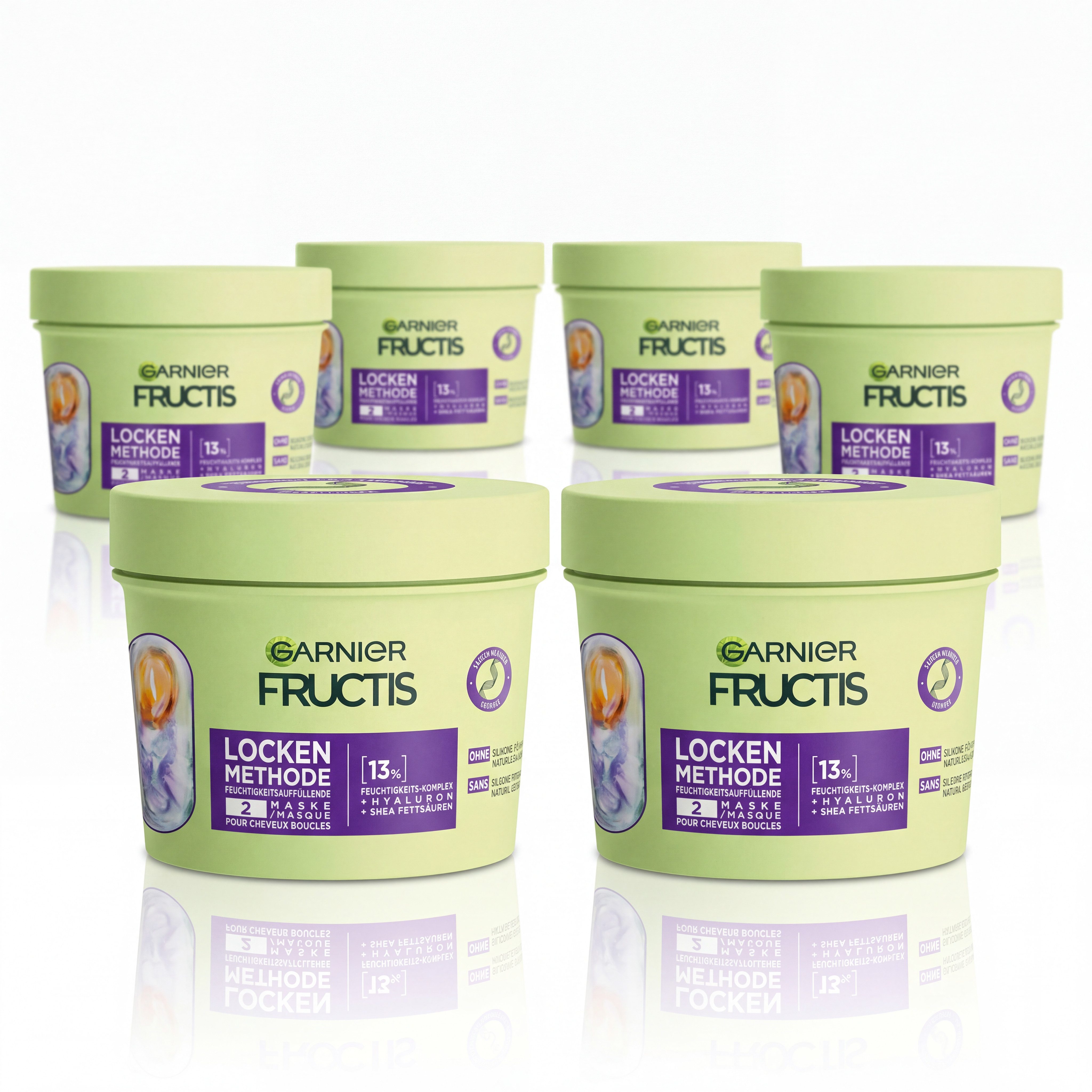 GARNIER Haarmaske FRUCTIS LOCKEN METHODE, 6er Pack, für alle Lockentypen, Creme-Textur, mit Hyaluron, vegane Formel