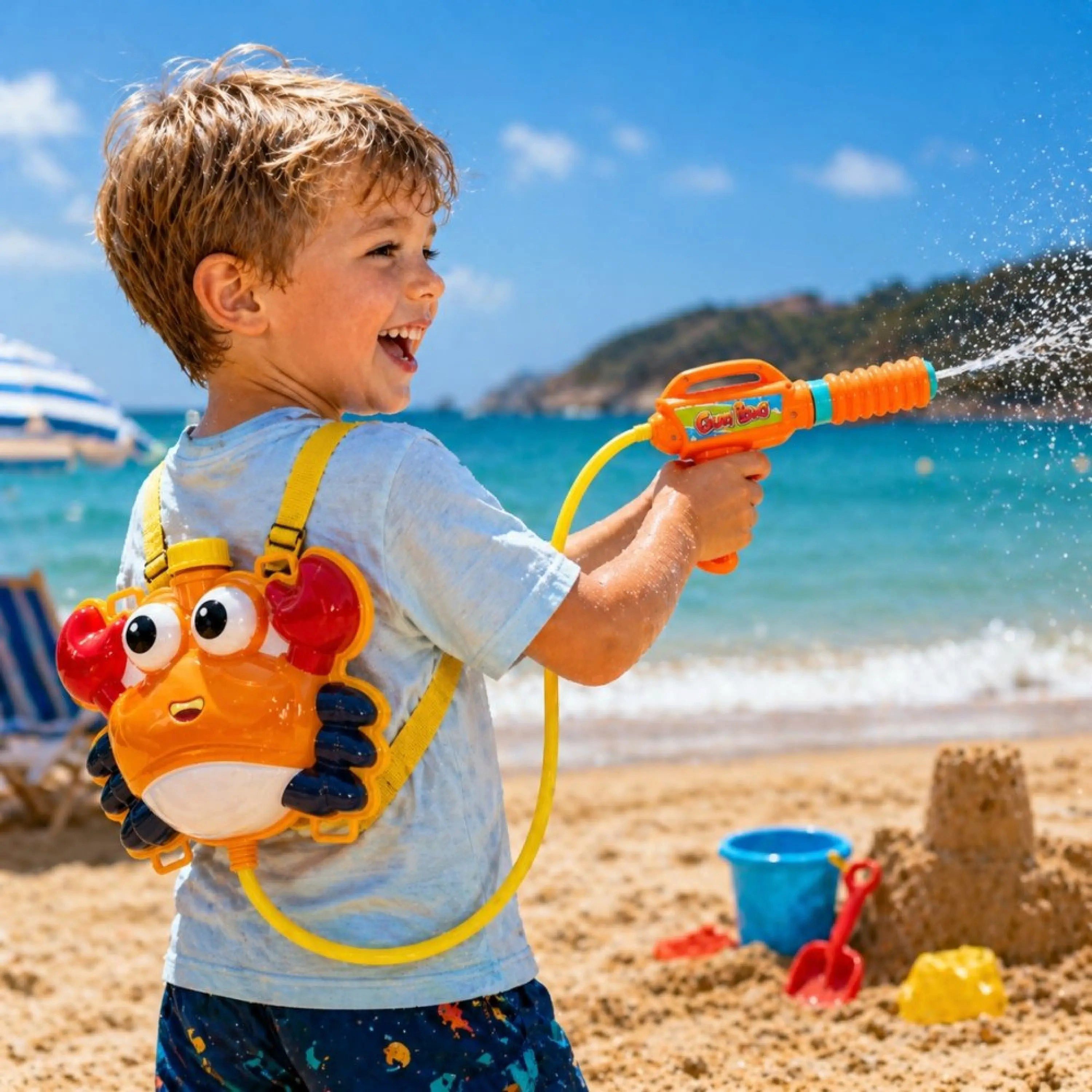Sport-Knight® Wasserpistole Wasserspritzrucksack, Wasserpistole für Kinder ab 3 Jahren