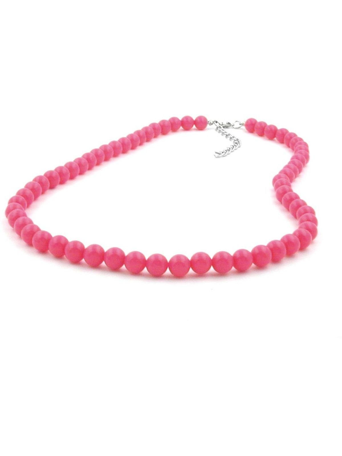 Perlenkette 40cm (1-tlg) Kunststoffperlen rosa-pink-glänzend 8mm Gallay Kette