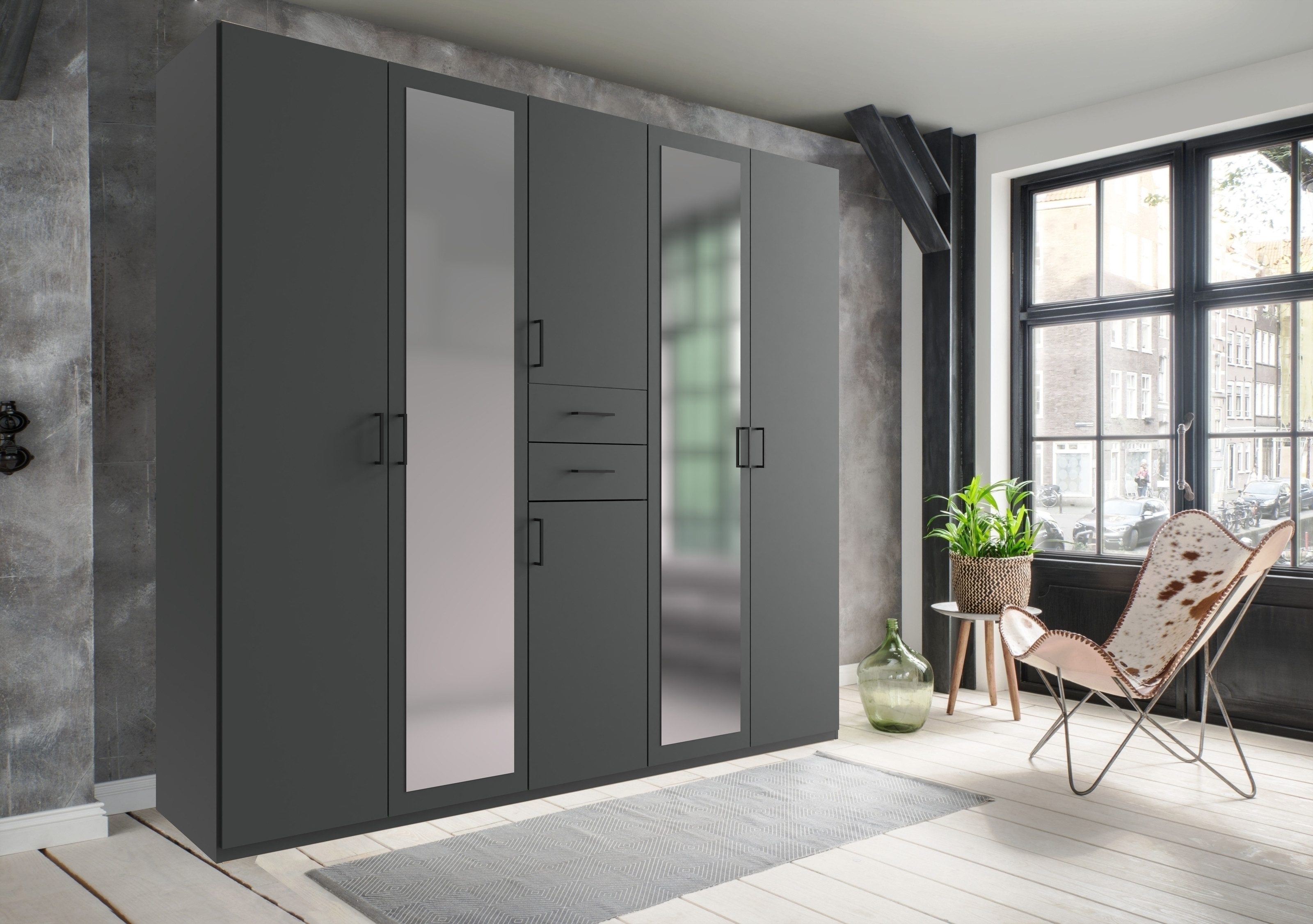 freiraum Drehtürenschrank Dillingen in GRAPHIT - 225x208x58cm (BxHxT)