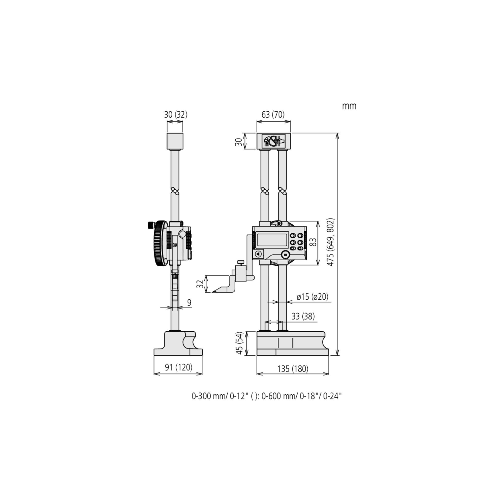 Contorion Reißnadel Mitutoyo Digitales Höhenmess- und Anreißgerät 0-600mm, Doppelsäule