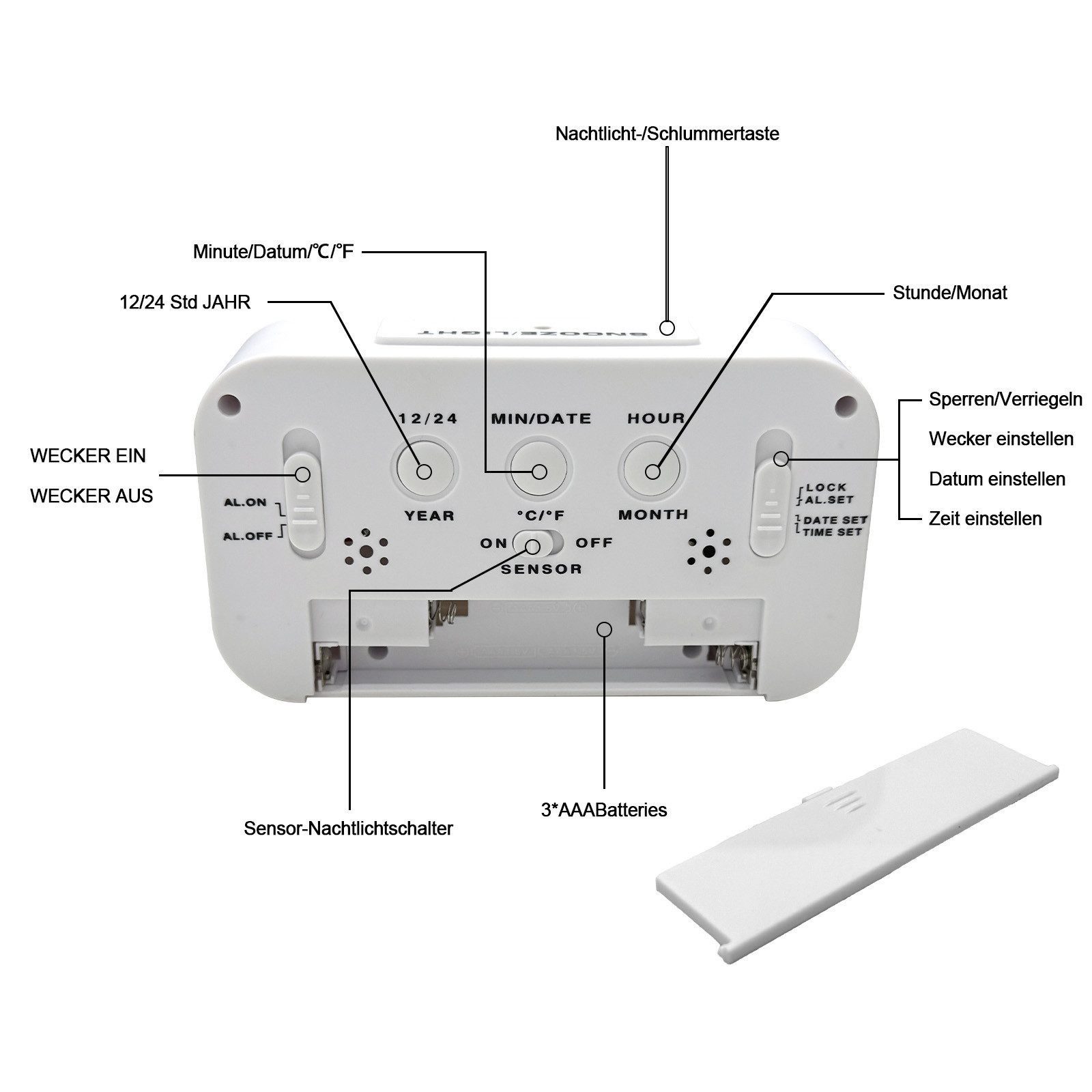 OZAVO Wecker GLNZ17 Digitaler Wecker Mit Temperaturanzeige und Schlaffunktion wecker digital für nachttisch kinderwecker mit LCD-Display