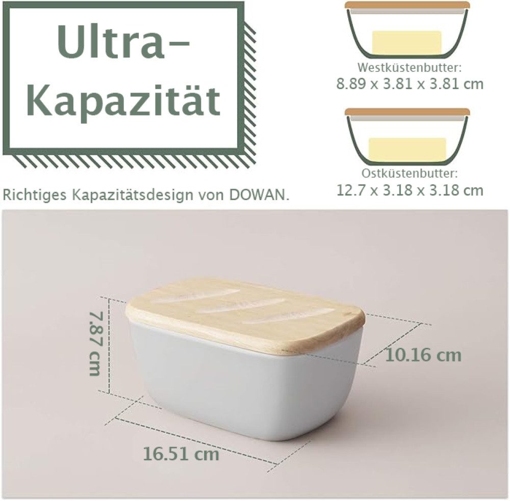 Dowan Butterdose DOWAN 16,5 CM Butterdose - Keramik-Butterdose mit Deckel, grau