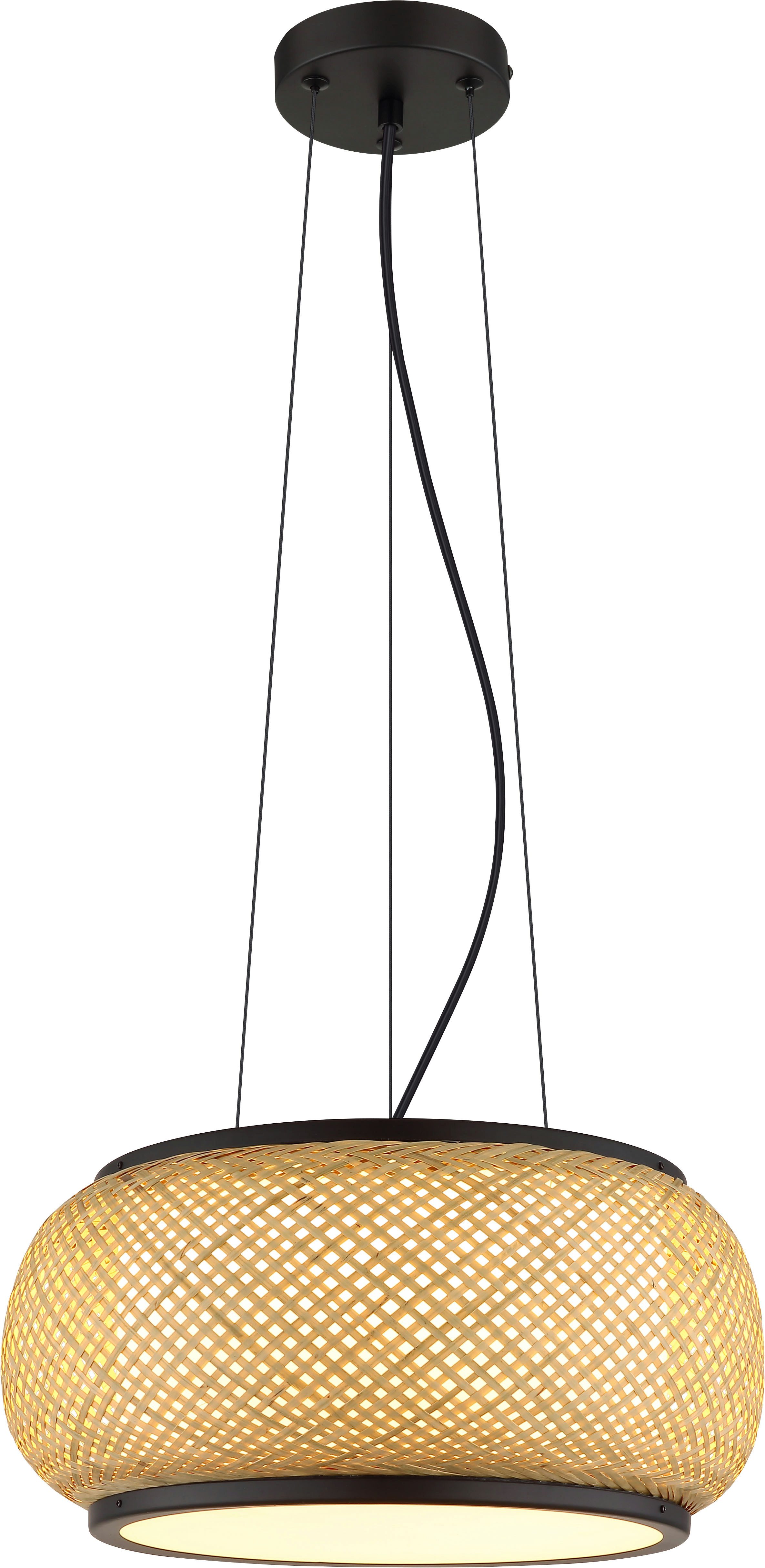 GLOBO LIGHTING Hängeleuchte BAMBORA, LED fest integriert, Schwarz Bambus Pendelleuchte LED CCT Memory, kürzbar