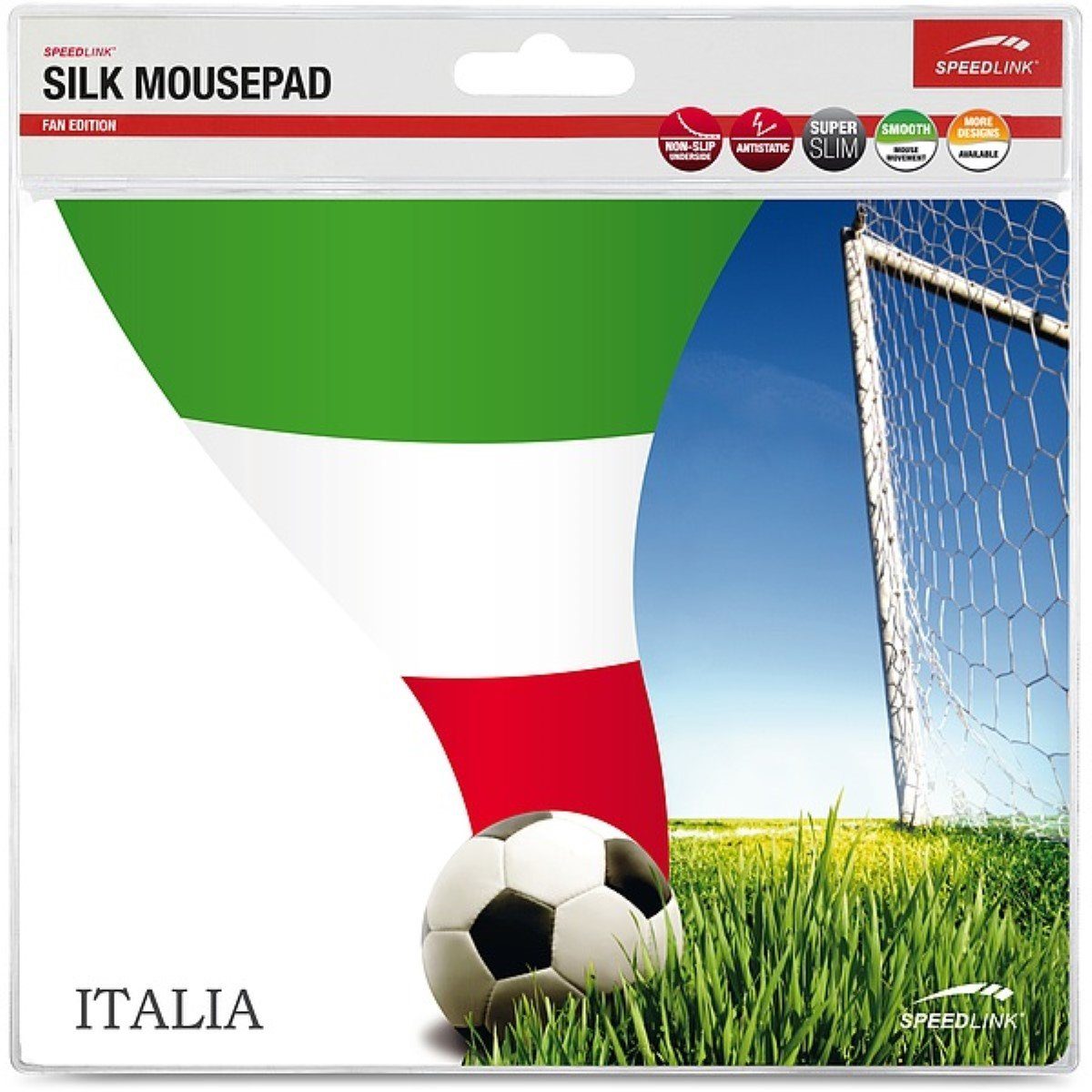 Speedlink Mauspad Mouse-Pad Maus-Pad Motiv Italia dünn 1,5mm, Italien-Fahne Fußball, Maus Pad, rutschfest, flach, Textil-Oberfläche