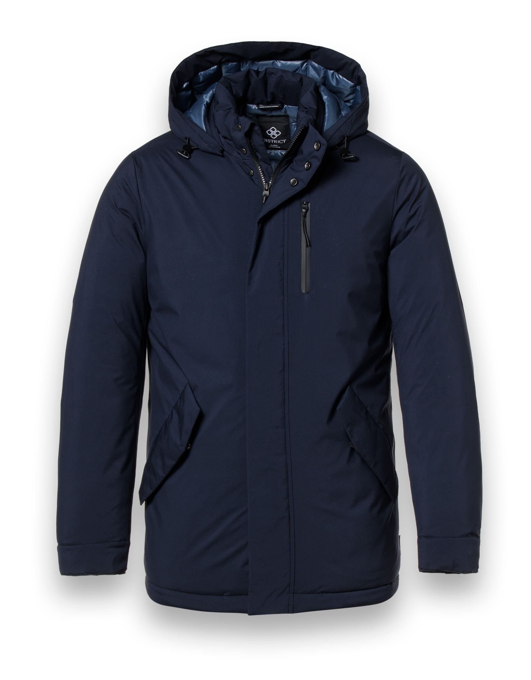 District Winterjacke Wellington mit Kapuze (winddicht, warm) navyblau Herren