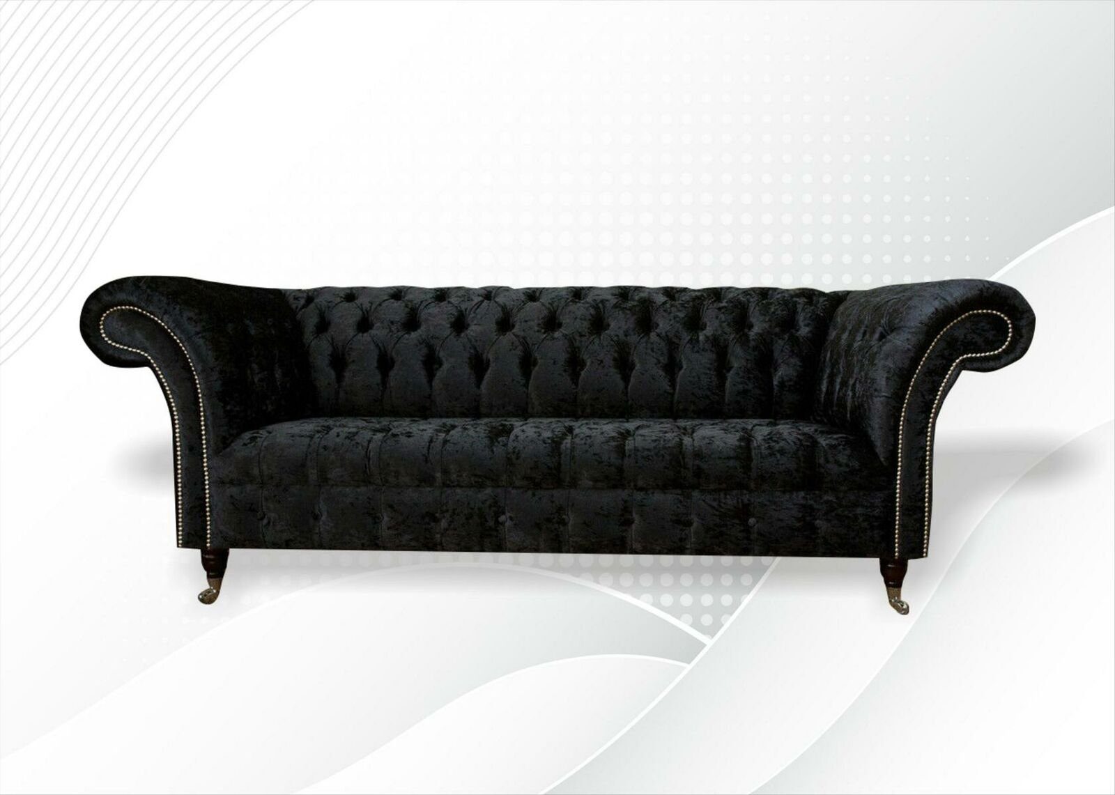 JVmoebel Chesterfield-Sofa Schwarzer Dreisitzer Chesterfield 3-er Couch Modern Neu, Made in Europe