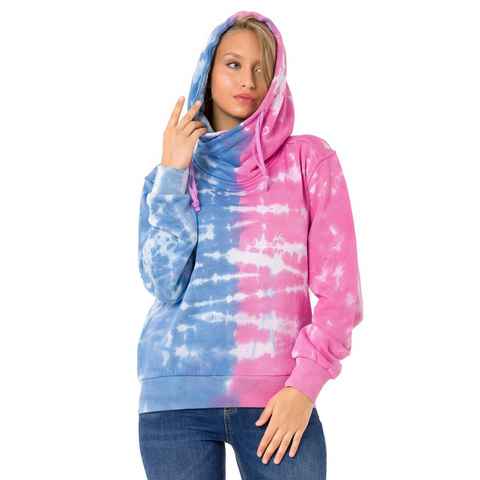 Cipo & Baxx Kapuzensweatshirt im zweifarbigen Batik-Look