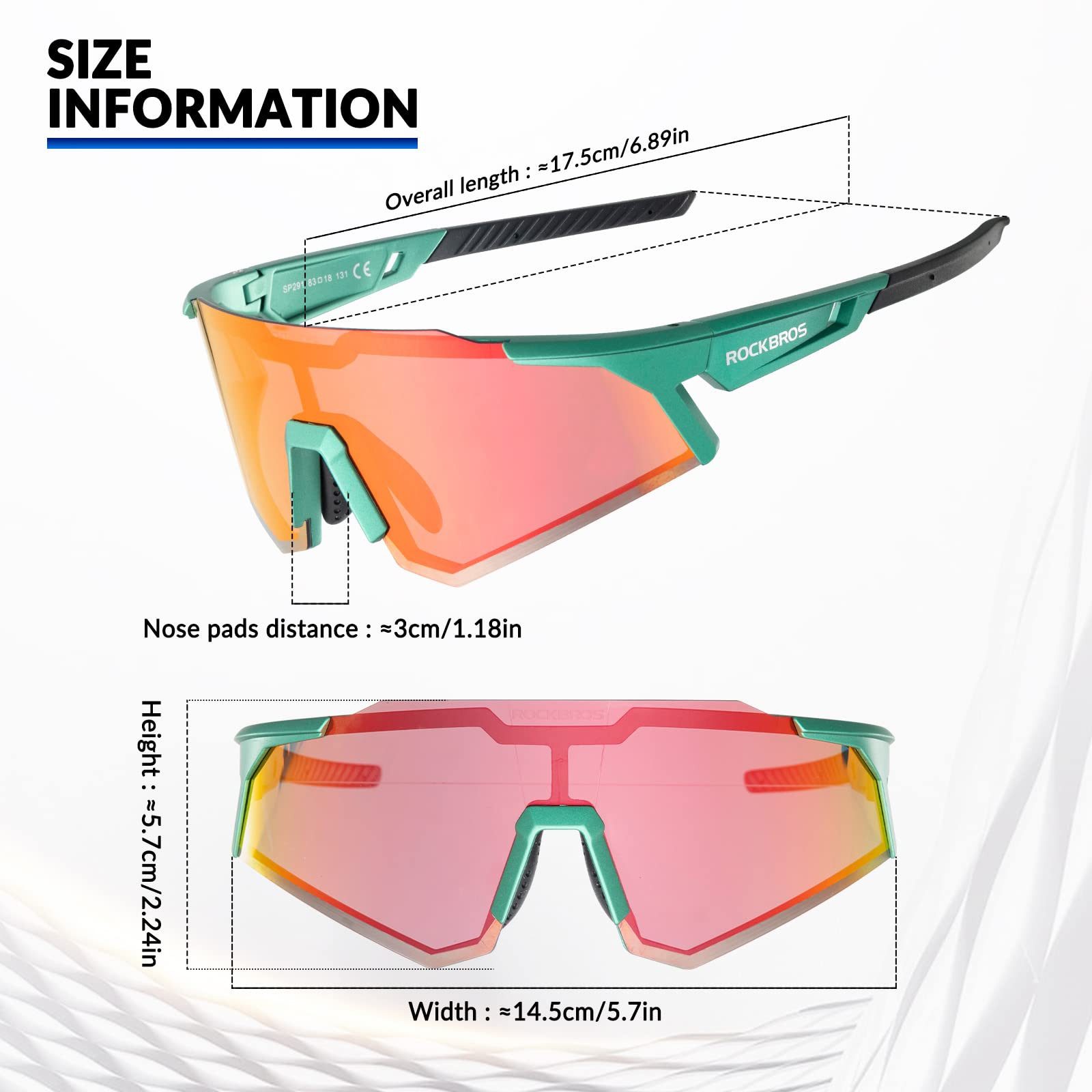 ROCKBROS Fahrradbrille Polarisierte Sportbrille, Sonnenbrille UV400-Schutz, winddicht, Leicht und robust
