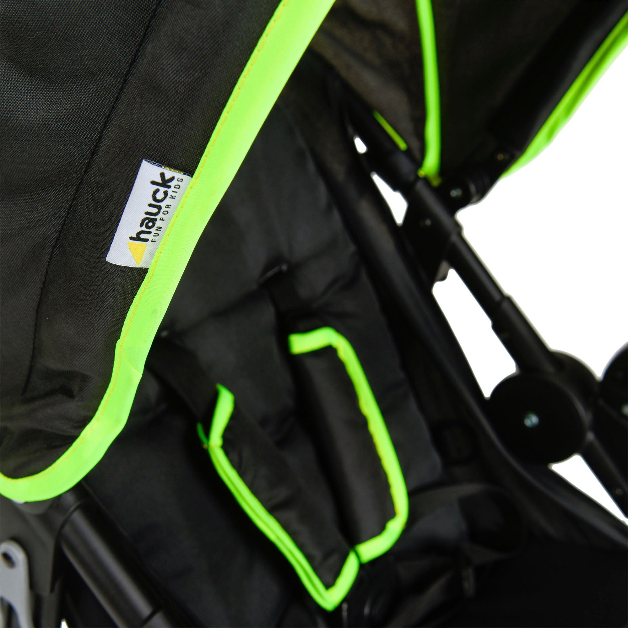 Hauck Runner three-wheeled stroller, black/neon yellow, with swivel and lockable front wheel