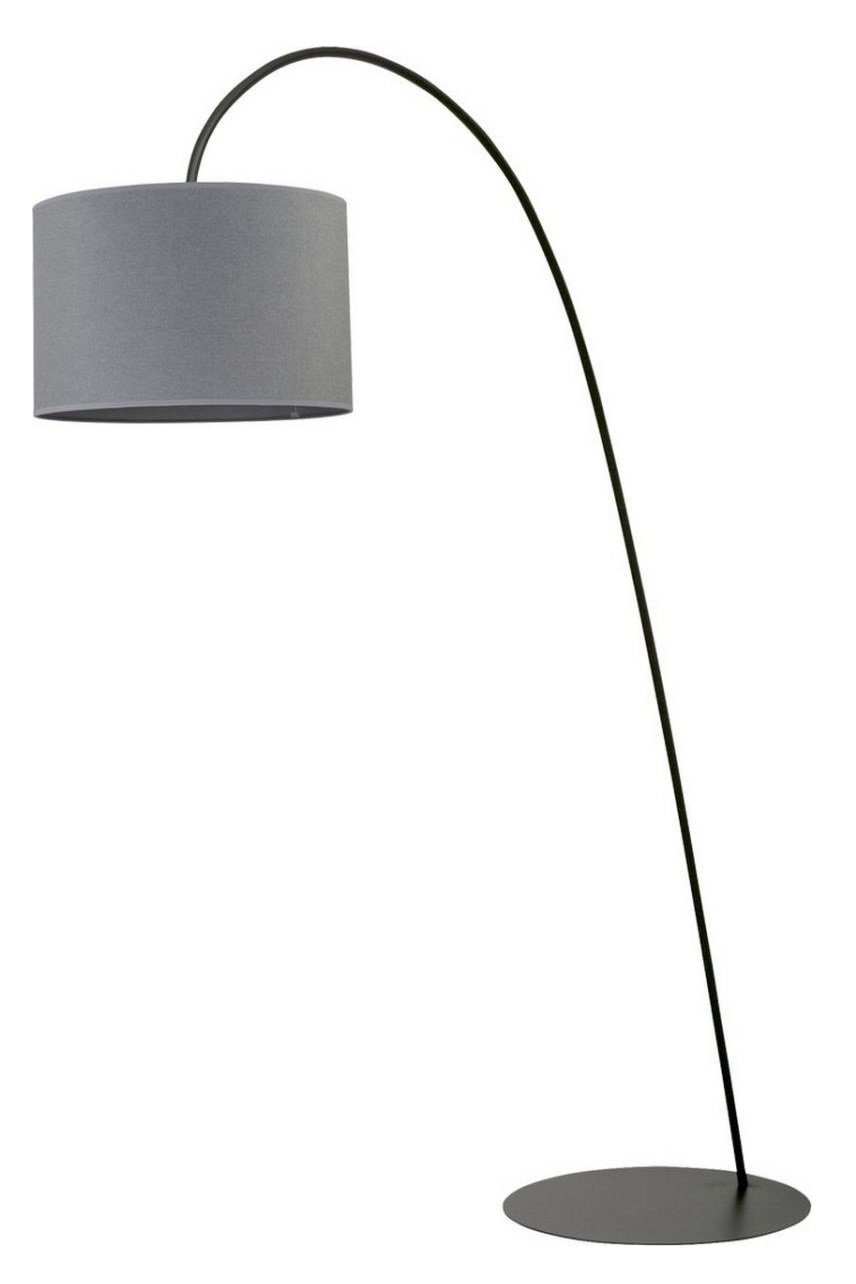 Licht-Erlebnisse Modere Stehlampe Vintage Lampe Stoffschirm Stehleuchte Leuchtmittel, ohne Grau Wohnzimmer ALICE, Loft