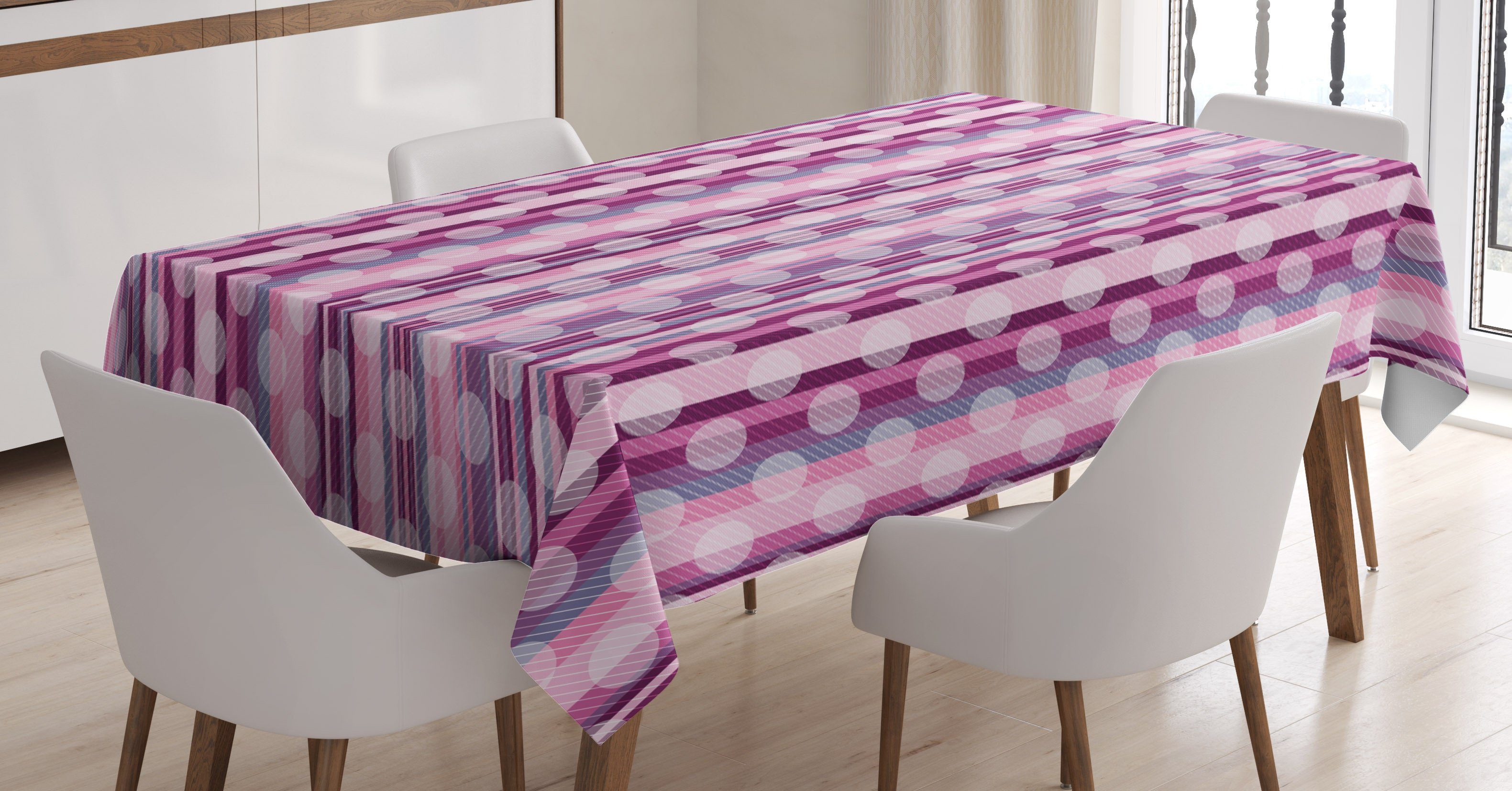 Abakuhaus Tischdecke Farbfest Waschbar den Farben, Runde Klare Zusammenfassung Linie geeignet Außen Rosa Für Bereich