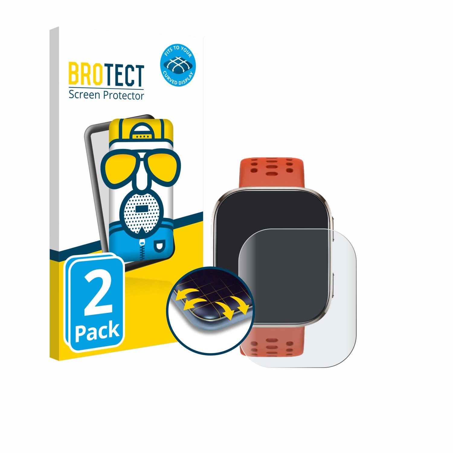 BROTECT Displayschutzfolie Fullscreen Schutzfolie für Huami Amazfit Bip 6, 2 Stück, Displayschutz Folie Fullcover Matt Entspiegelungsfolie