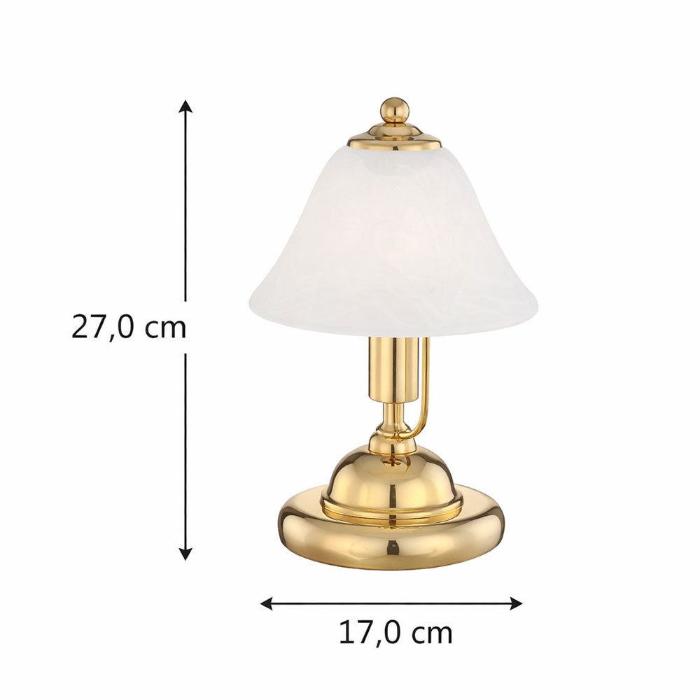 GLOBO LIGHTING Schreibtischlampe, Leuchtmittel nicht inklusive, Messing Tisch Leuchte Wohn Schlaf Zimmer Touch Schalter Glas Nacht