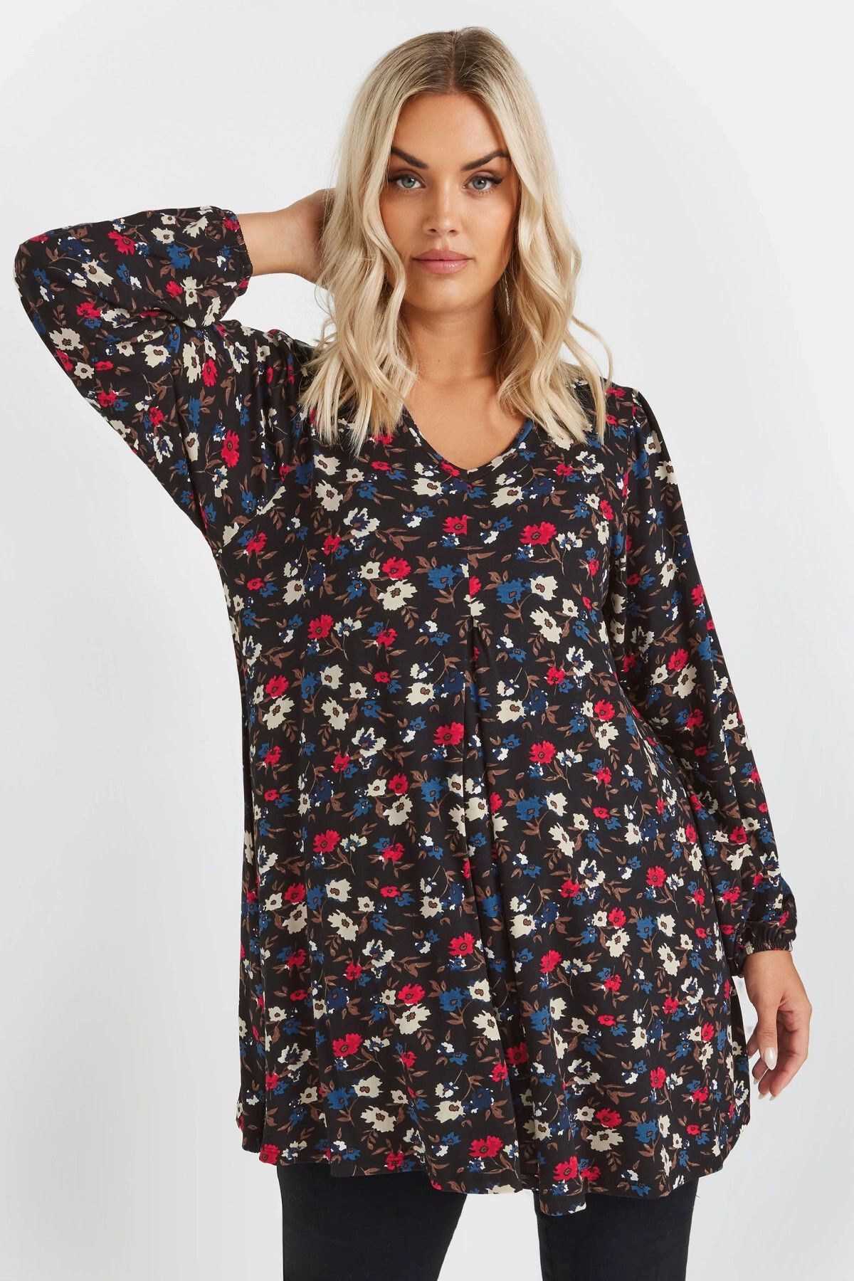 Stil Diva Blusentop Bluse in Übergröße mit langen Ärmeln, V-Ausschnitt, Fal günstig online kaufen