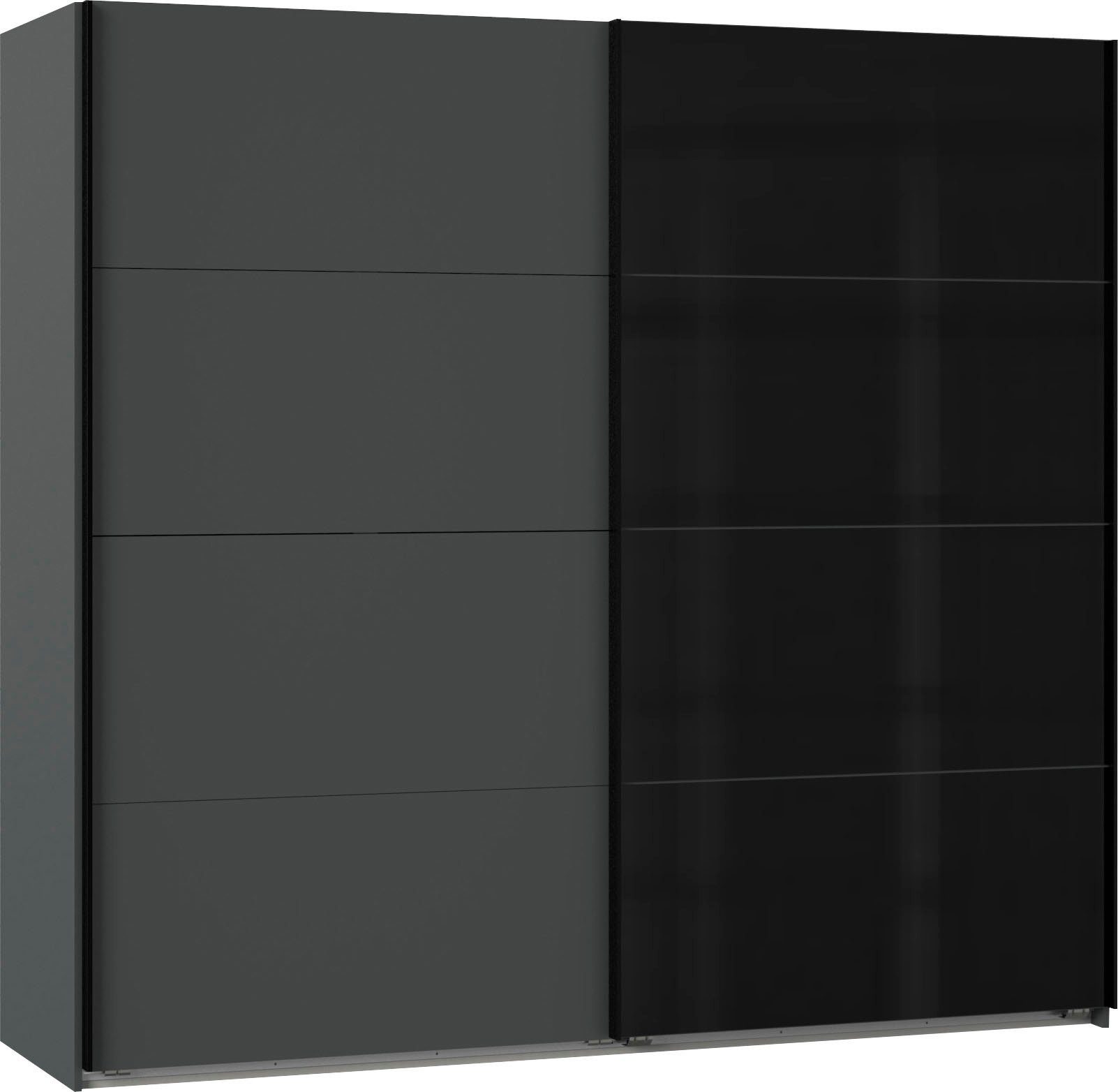 schwarz farbigen Schwebetürenschrank Glaselementen mit Ernesto Graphit/Glas Wimex