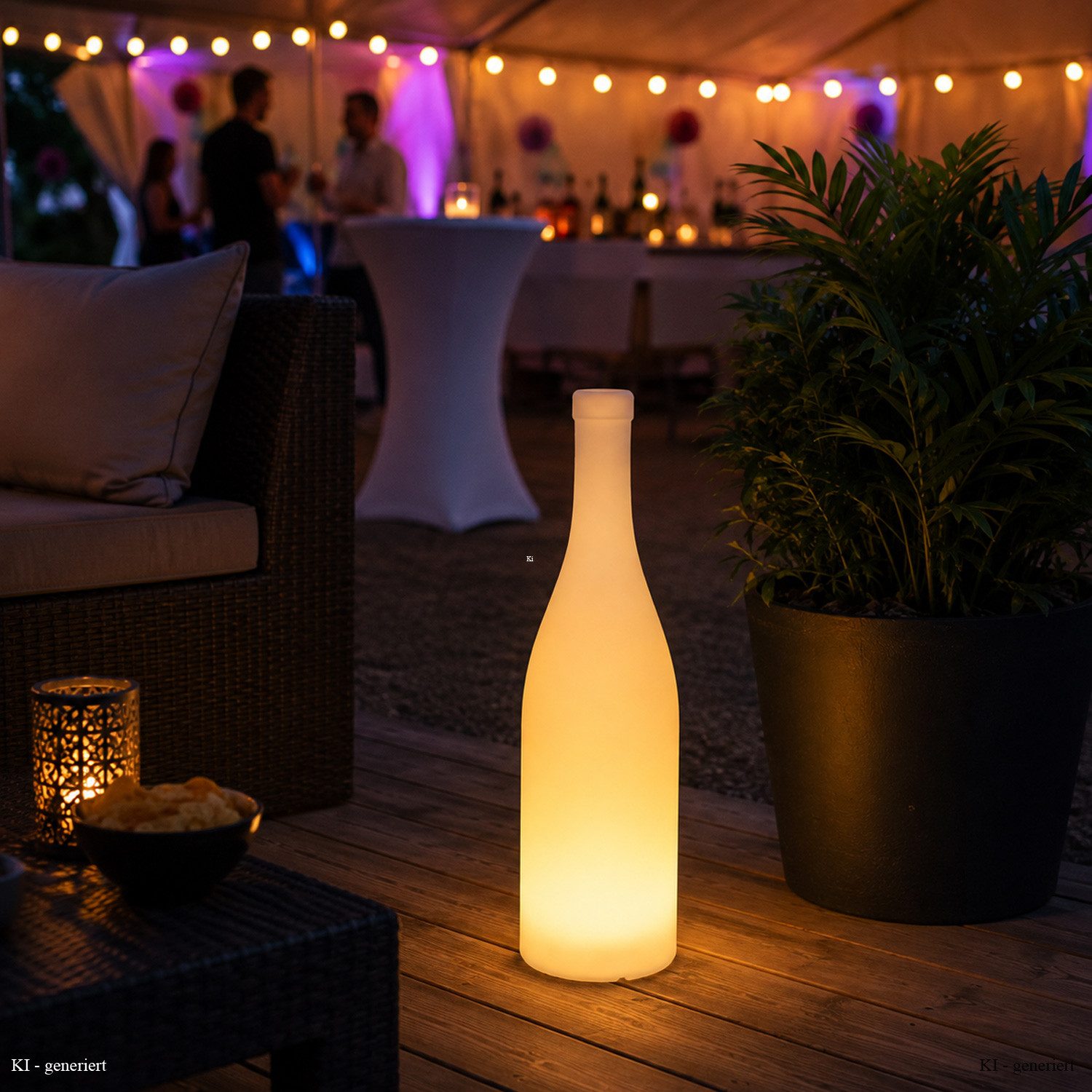 SATISFIRE LED Dekoobjekt LED Flasche Leuchtflasche 58cm warmweiß outdoor indoor Leuchtobjekt, LED Classic, warmweiß (2100K bis 3000K)