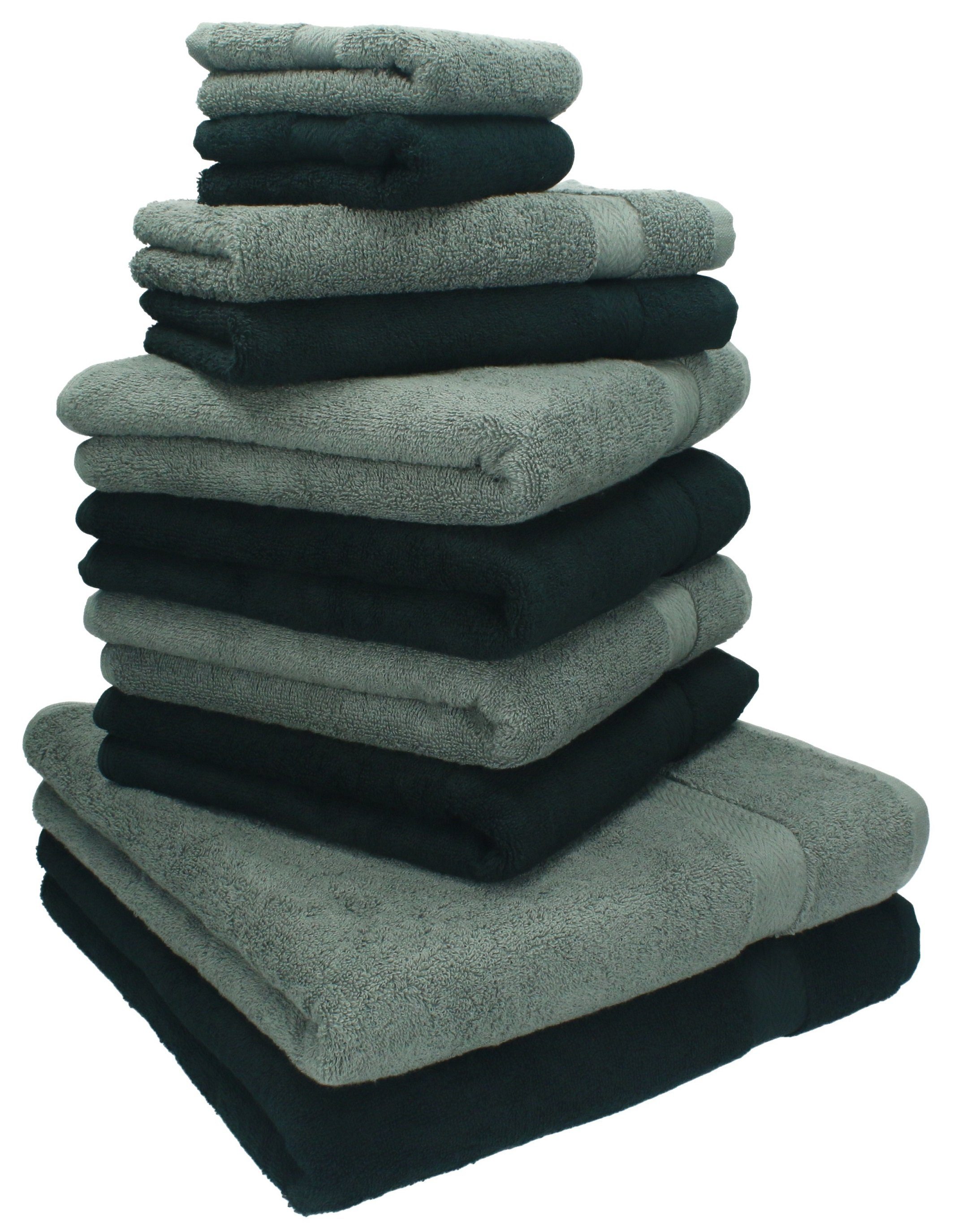 Betz Handtuch Set 10-TLG. Handtuch-Set Classic Farbe anthrazit und schwarz, 100% Baumwolle