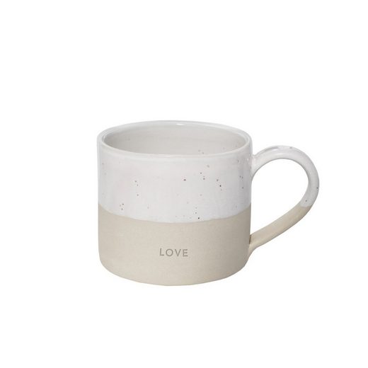 Eulenschnitt Tasse »"Love" in Weiß-hellbraun«, handgefertigt aus Steingut
