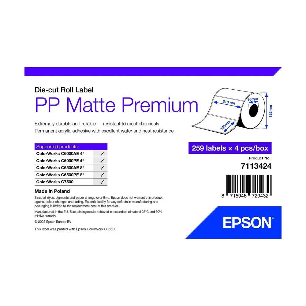 Epson Epson 7113424 Druckeretikett Weiß Selbstklebendes Druckeretikett Etikettendrucker