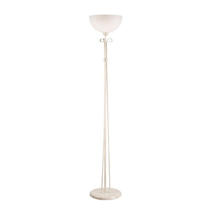 Licht-Erlebnisse Stehlampe LIRLIN ohne Leuchtmittel Stehleuchte 166 cm Weiß Glas Metall E27 Shabby Chic Standleuchte